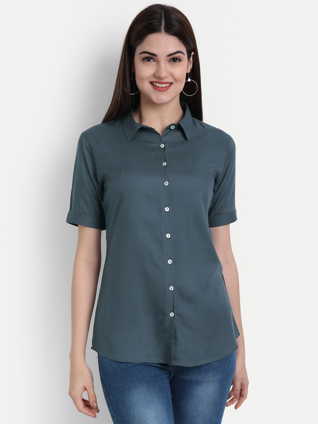 

fabGLOBAL Women Slim Fit Casual Shirt, Grey