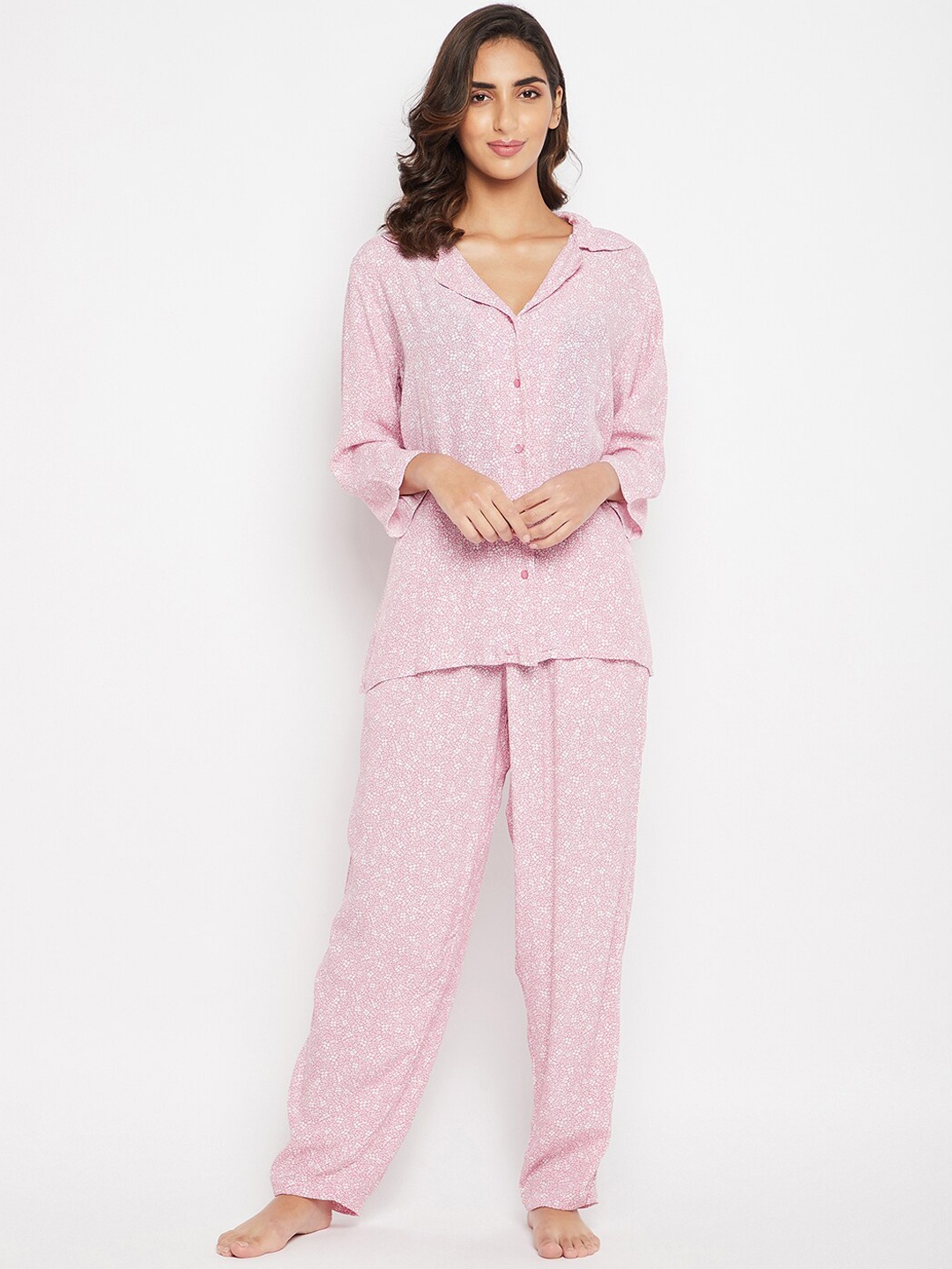 

Clovia Women Printed Night suit, Pink