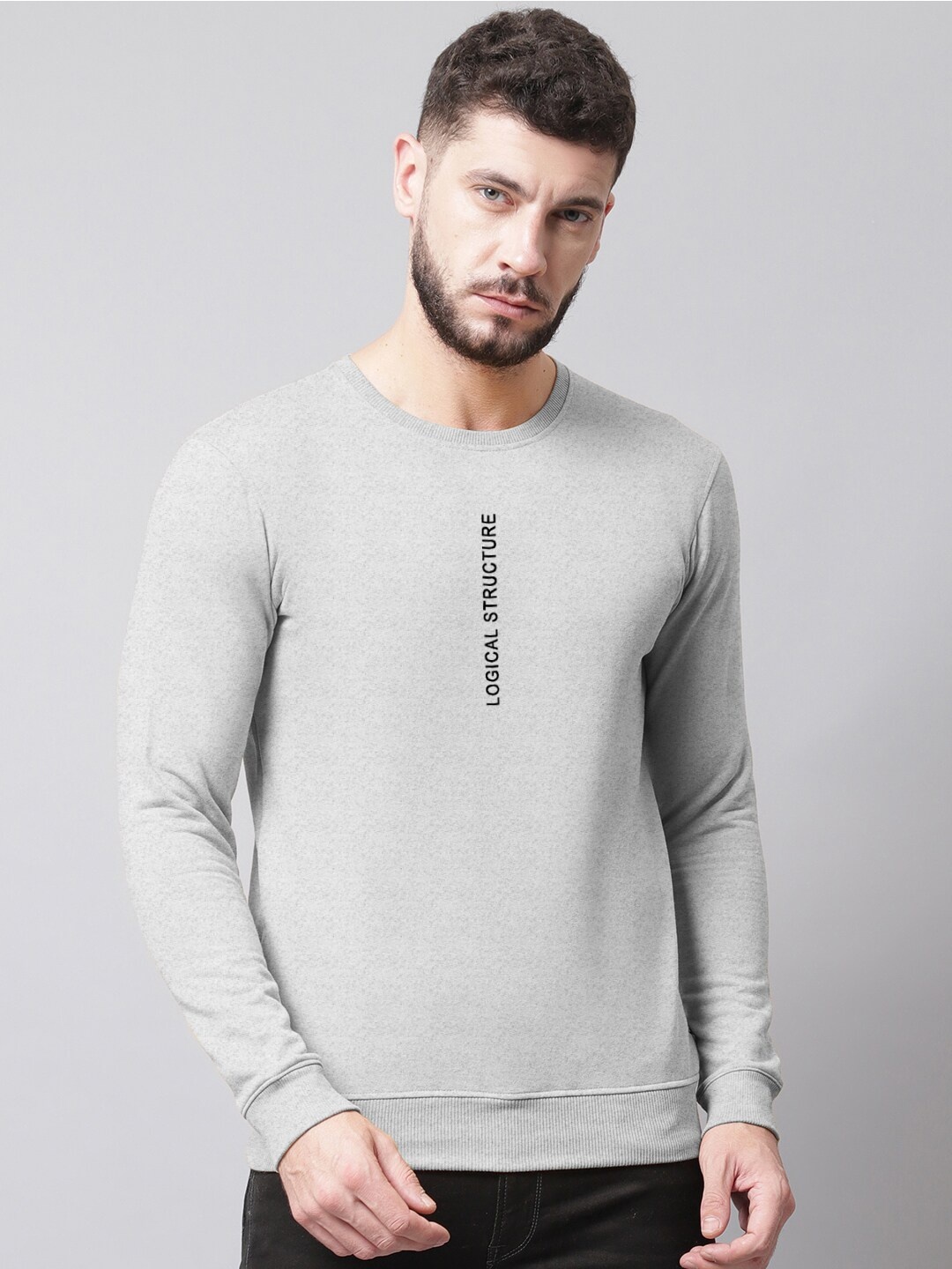 

Friskers Men Printed Fleece Sweatshirt, Grey