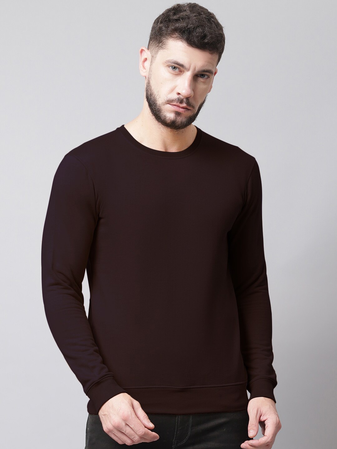 

Friskers Men Round Neck Fleece Sweatshirt, Brown