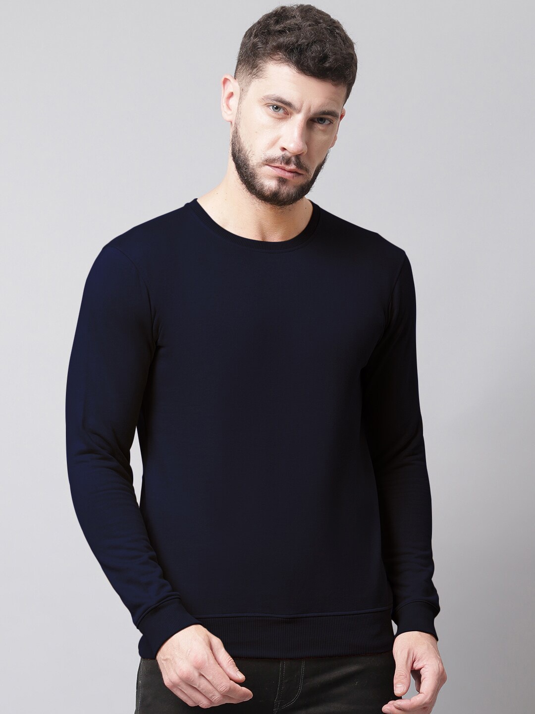 

Friskers Men Round Neck Fleece Sweatshirt, Navy blue