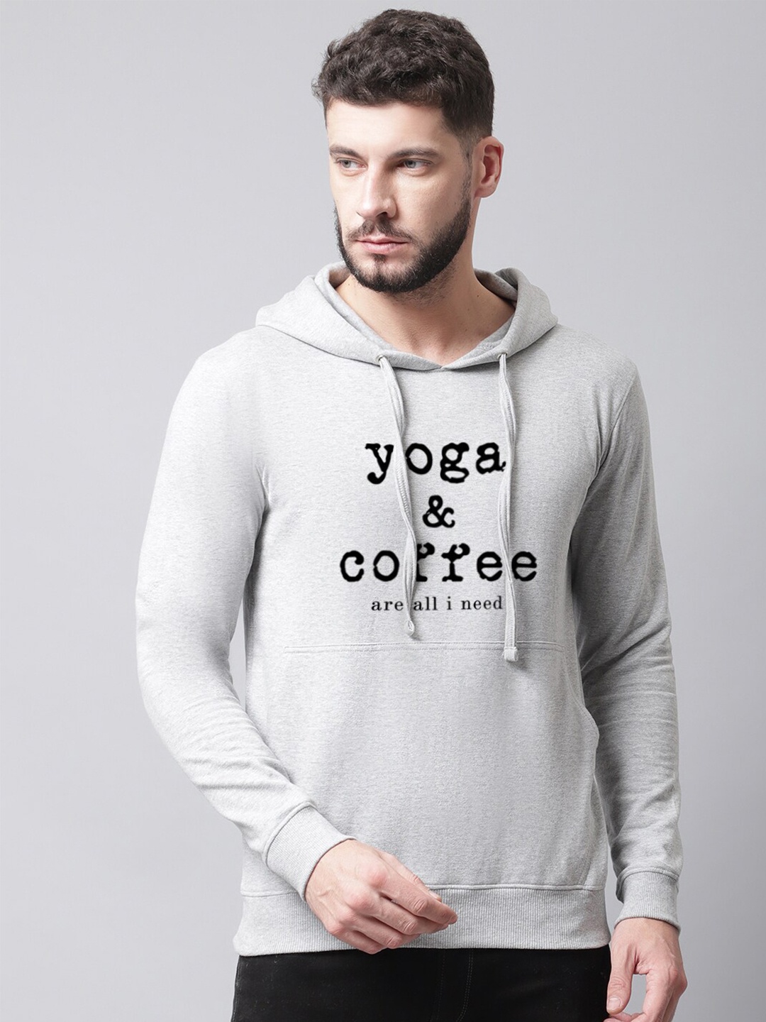 

Friskers Men Printed Hooded Fleece Sweatshirt, Grey