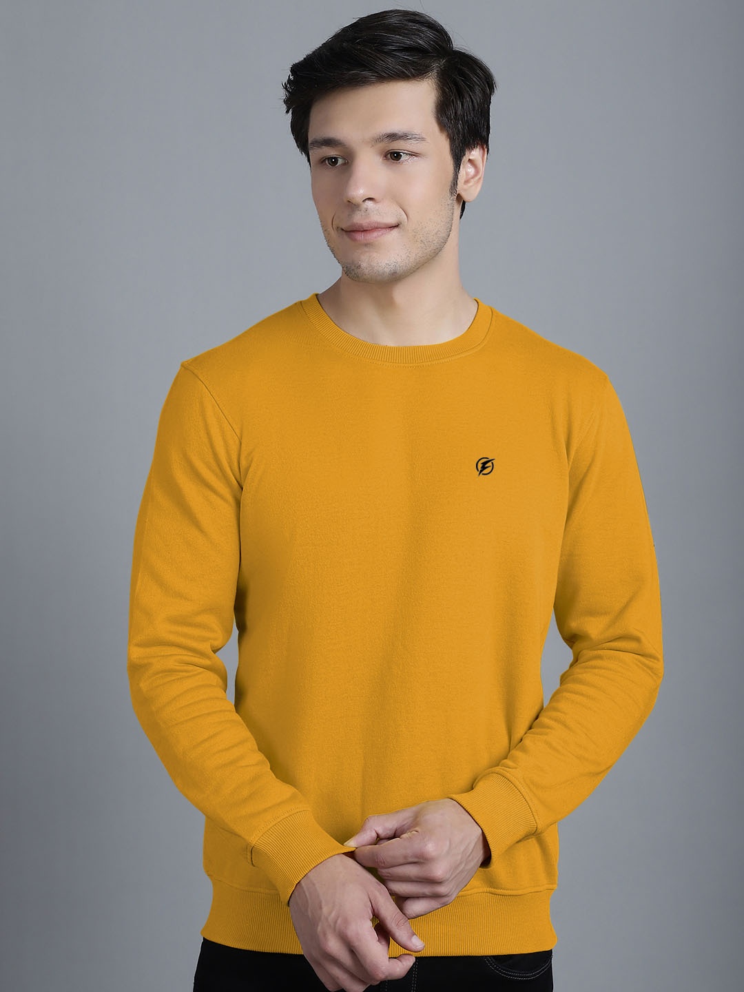 

Friskers Men Round Neck Fleece Sweatshirt, Gold