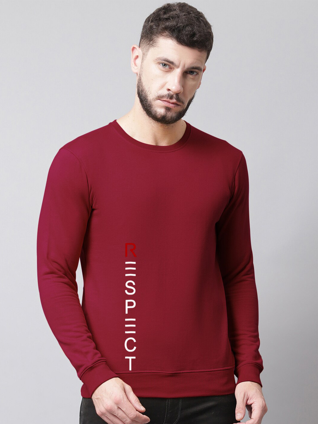 

Friskers Men Printed Fleece Sweatshirt, Maroon