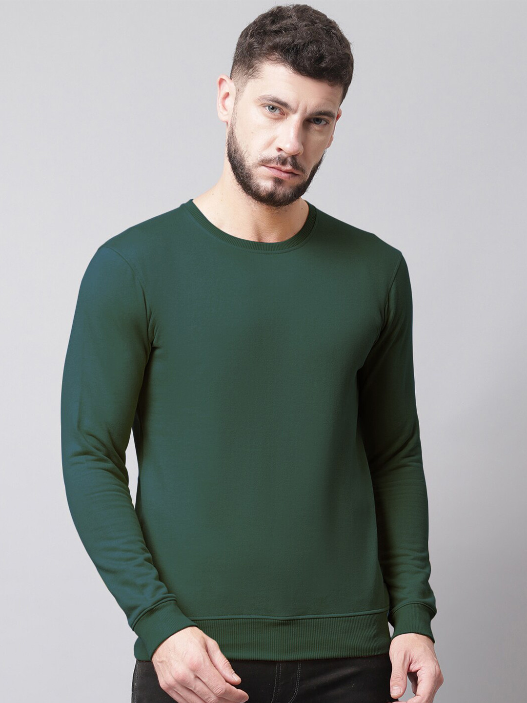 

Friskers Men Round Neck Fleece Sweatshirt, Green
