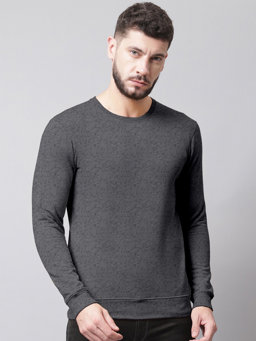 

Friskers Round Neck Fleece Sweatshirt, Grey melange