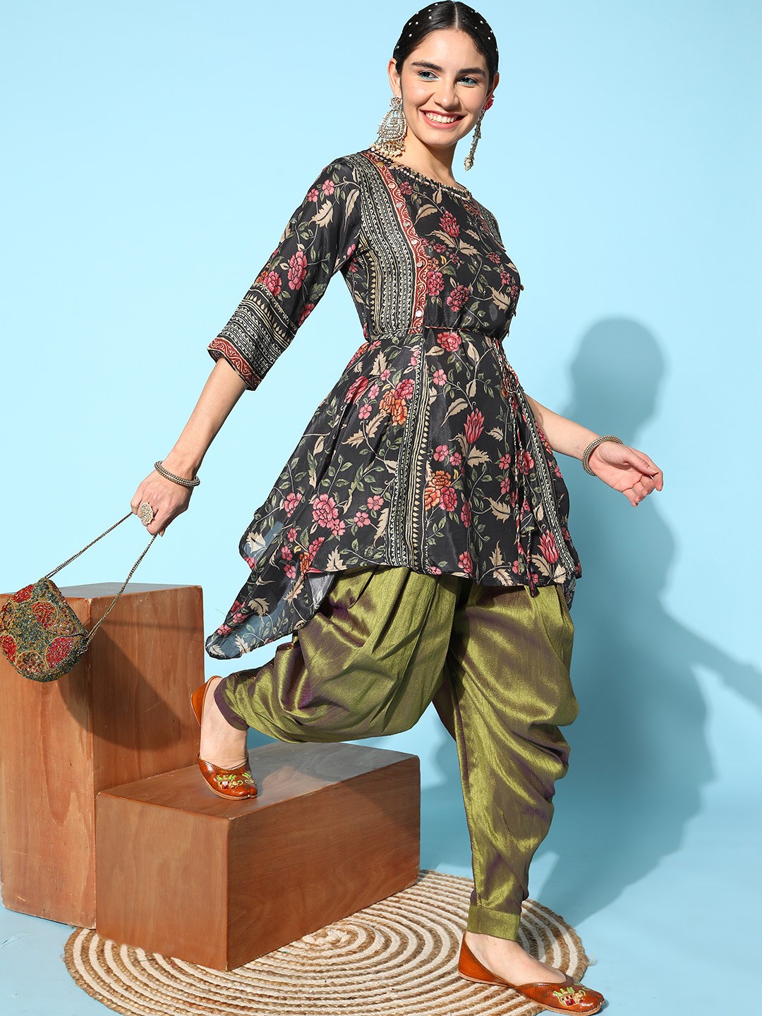 

ZOLA Black & Pink Printed Tunic