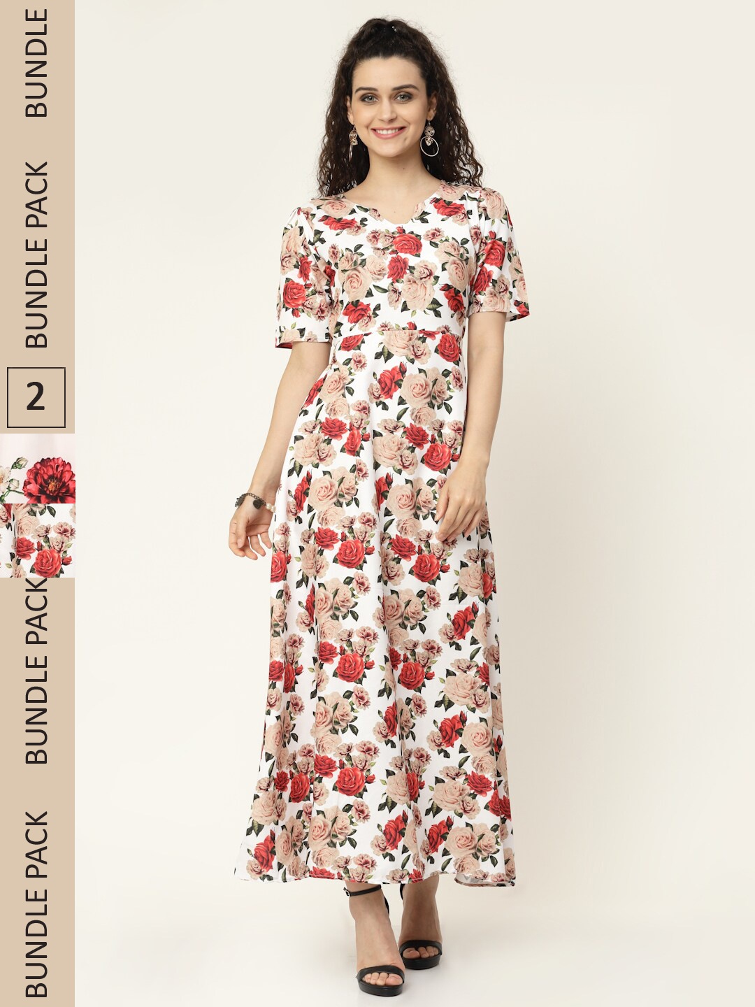 

MISS AYSE Pack Of 2 Floral Printed Maxi Dress, White