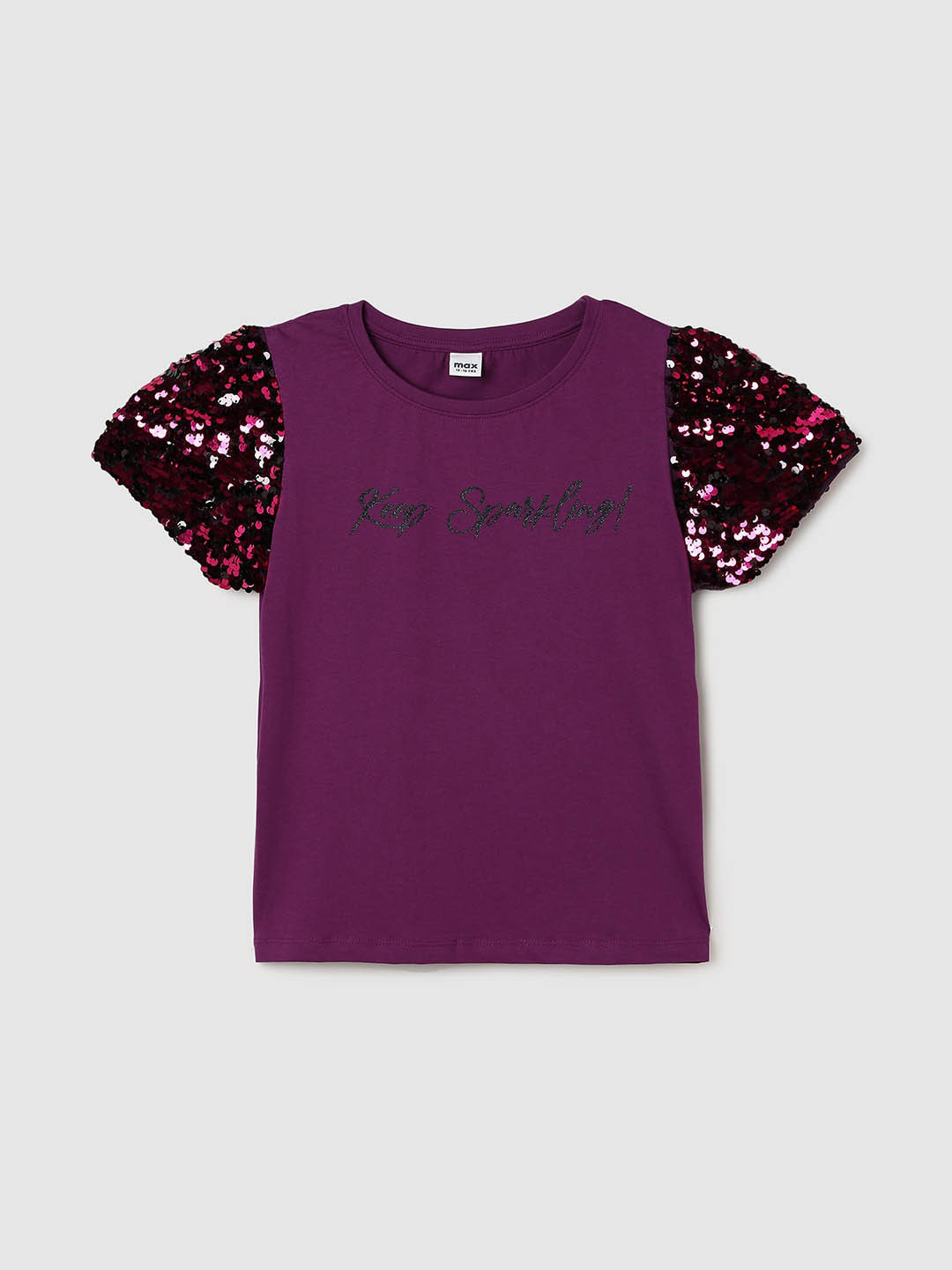 

max Girls Lavender Typography Printed T-shirt