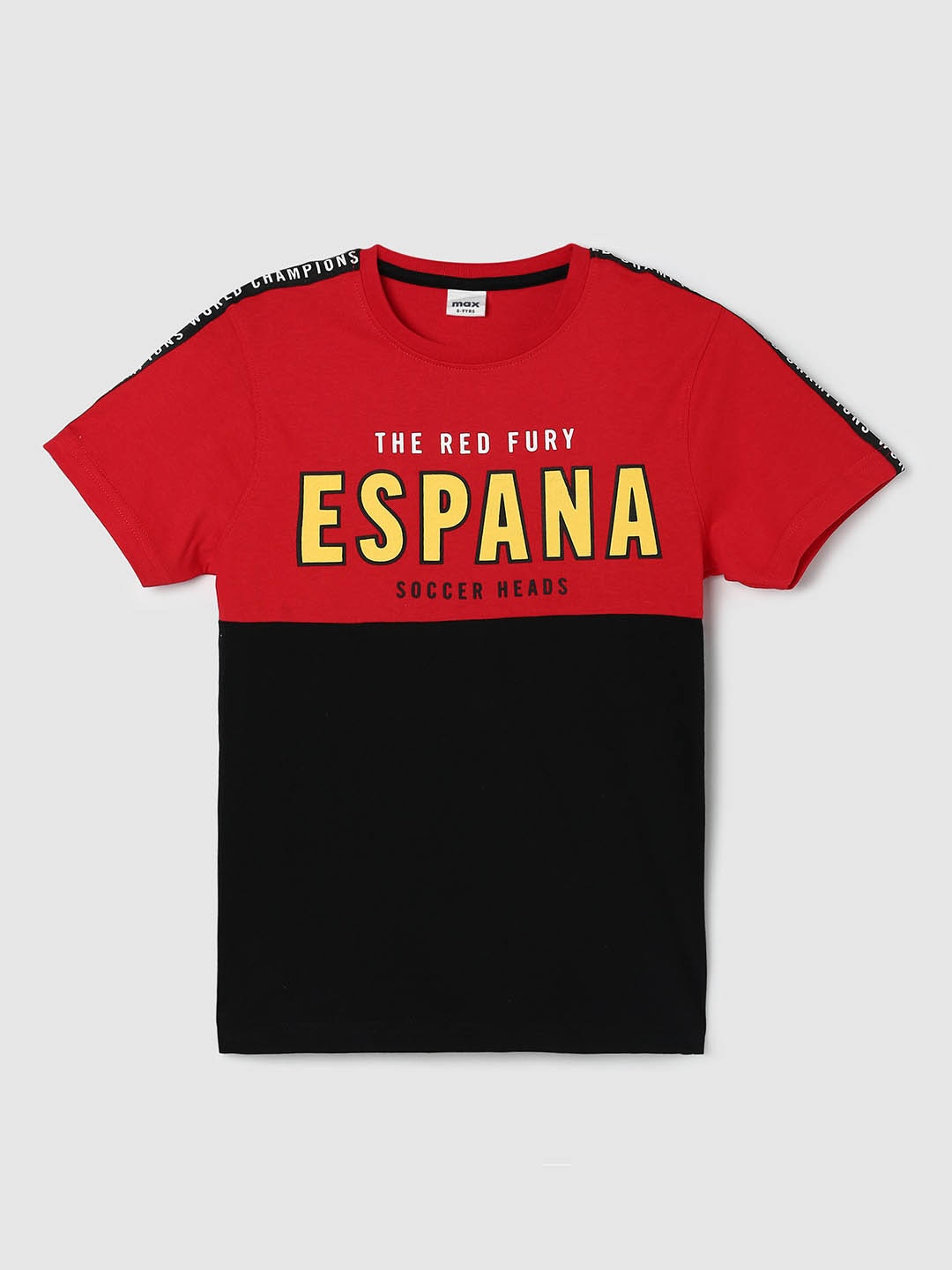 

max Boys Typography Printed Cotton T-shirt, Red
