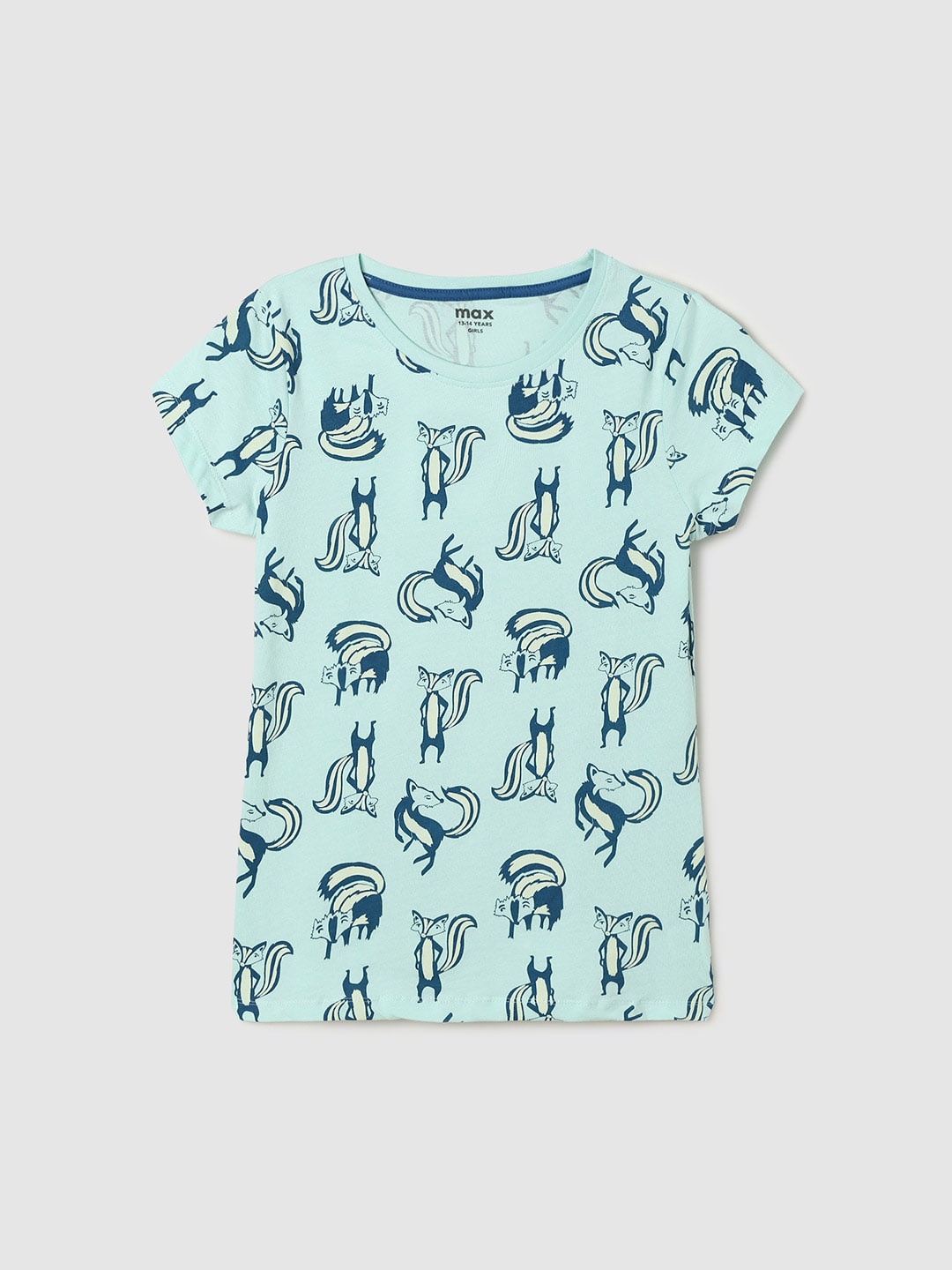 

max Girls Printed Pure Cotton T-shirt, Green