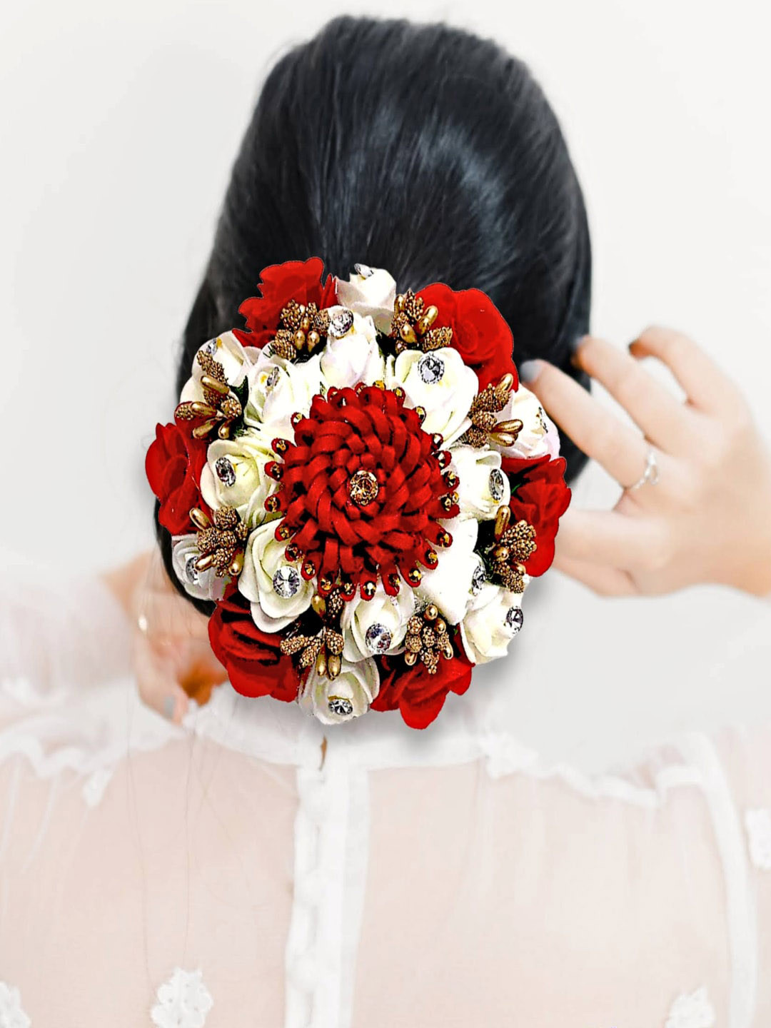 

Proplady Women Floral Embellished Hair Accessory, Red