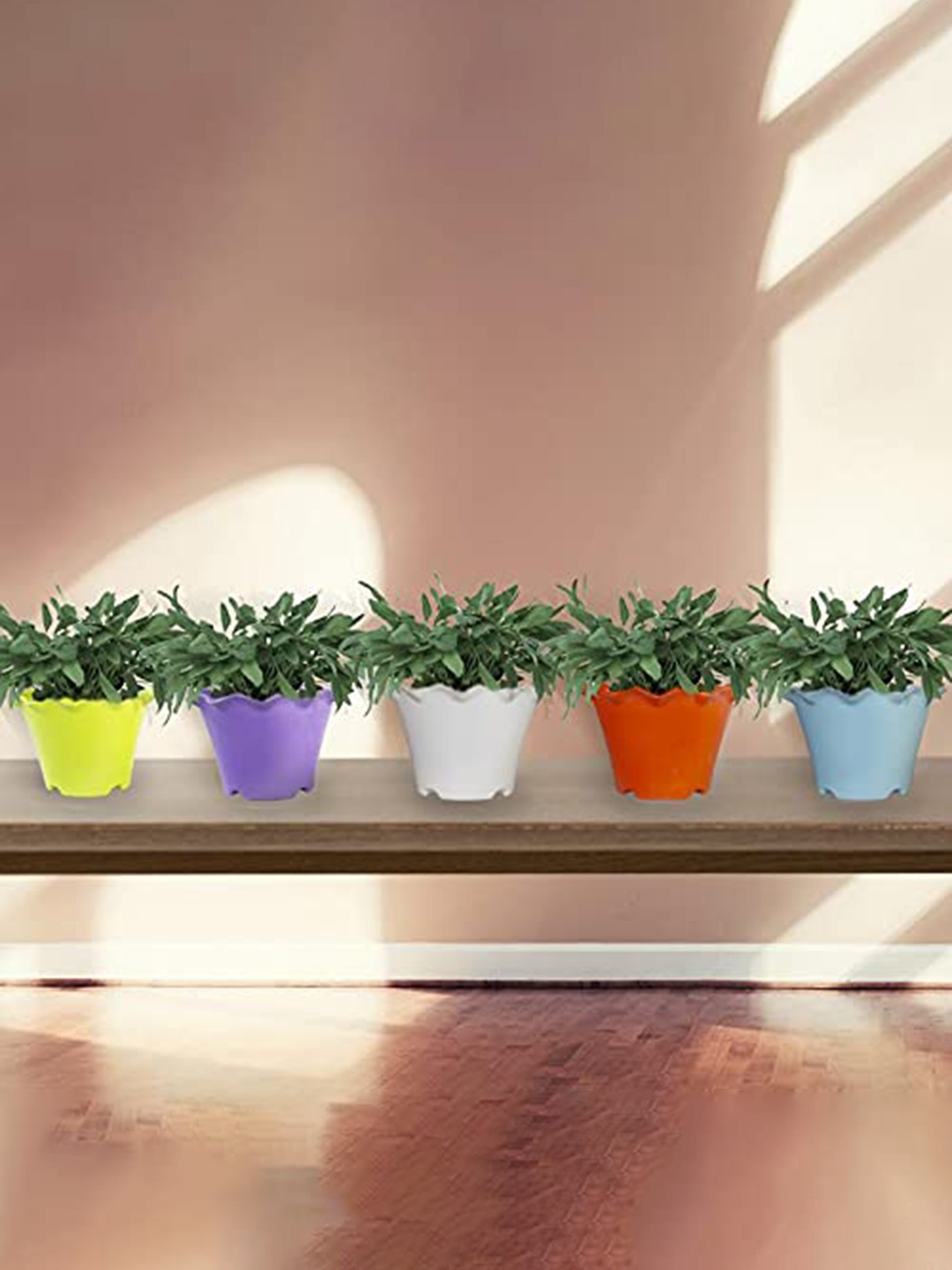 

TRUSTBASKET Set Of 5 Jasmine Flower Planter, Red