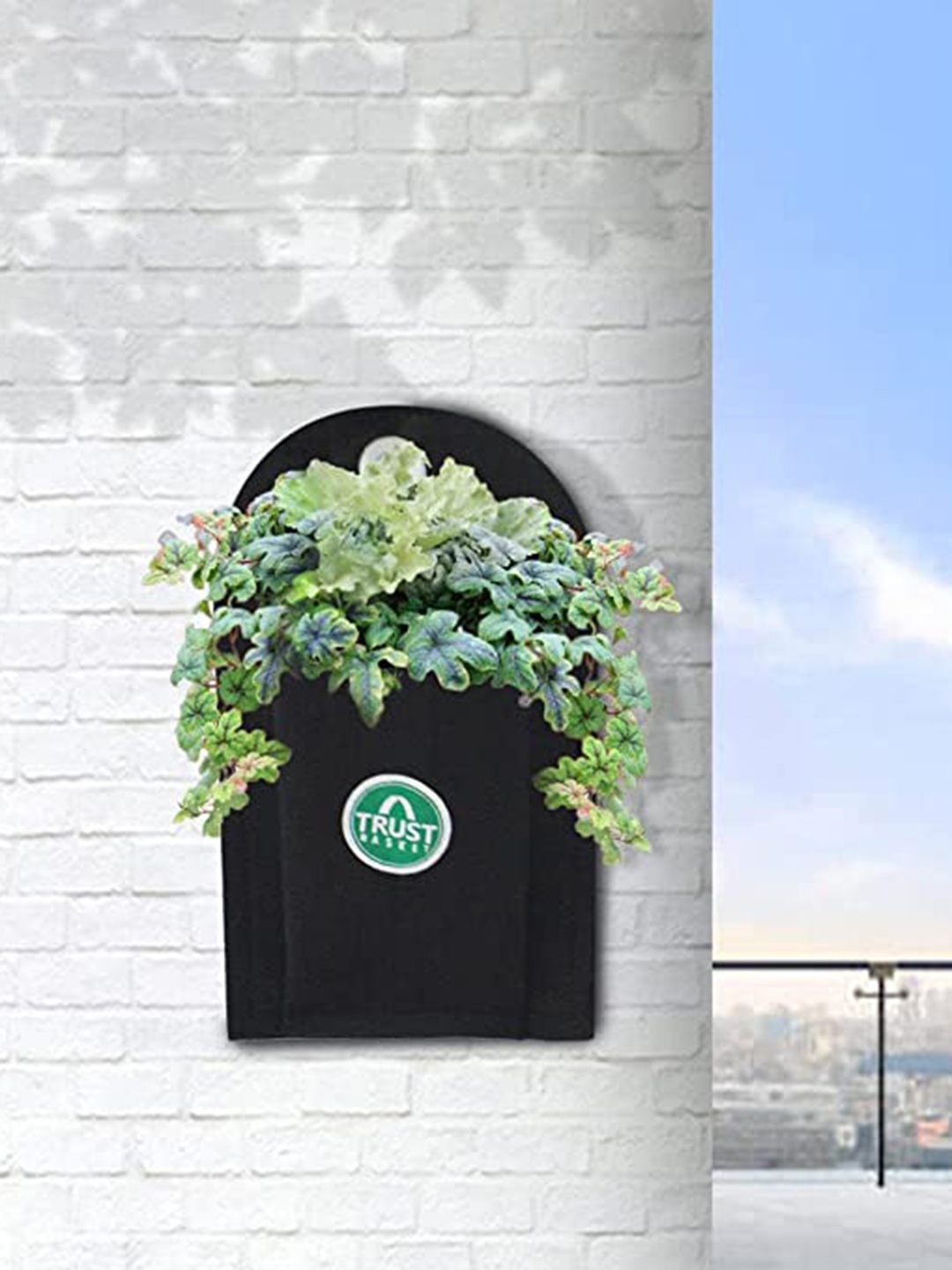 

TRUSTBASKET Set of 10 Verticle Shape Felt Hanging Pouch Planters, Black