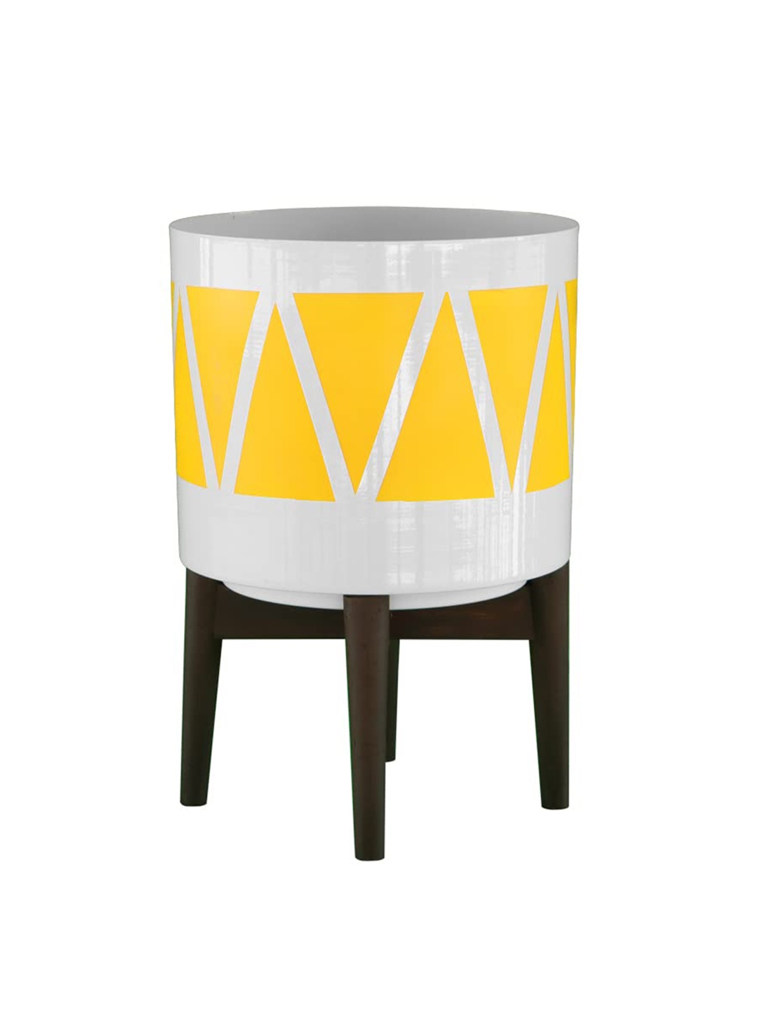 

TRUSTBASKET White & Yellow Printed Planters With Stand