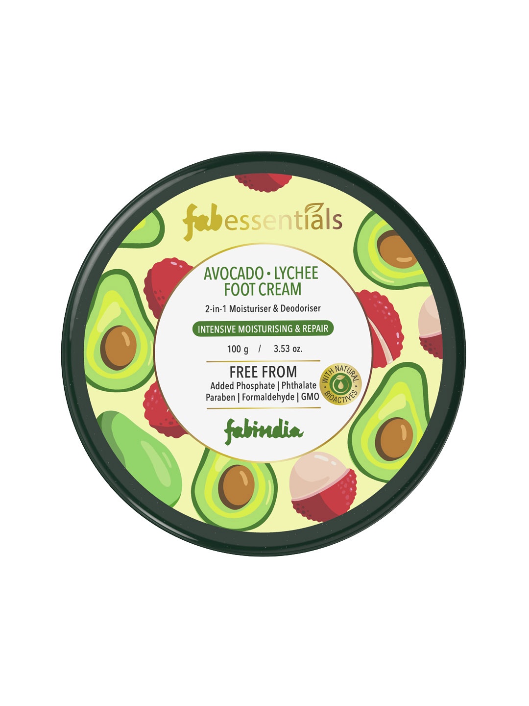 

Fabindia Fabessentials Avocado & Lychee Foot Cream - 100gm, Green