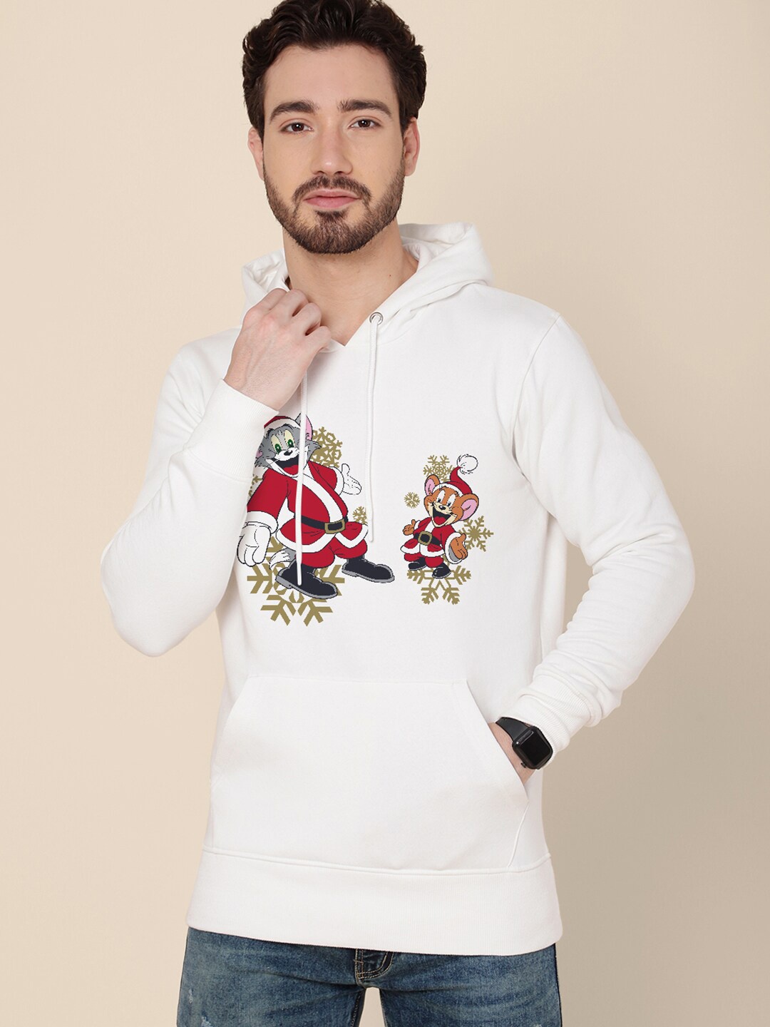 

Free Authority Christmas Tom & Jerry Printed White Hoodie Sweatshirt