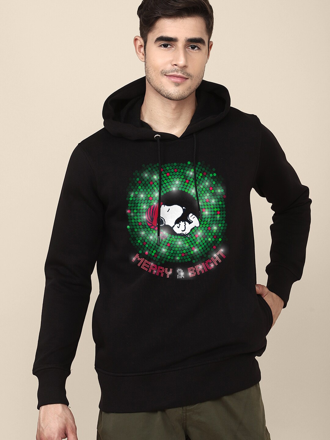 

Free Authority Peanuts Printed Hoodie For Men, Black