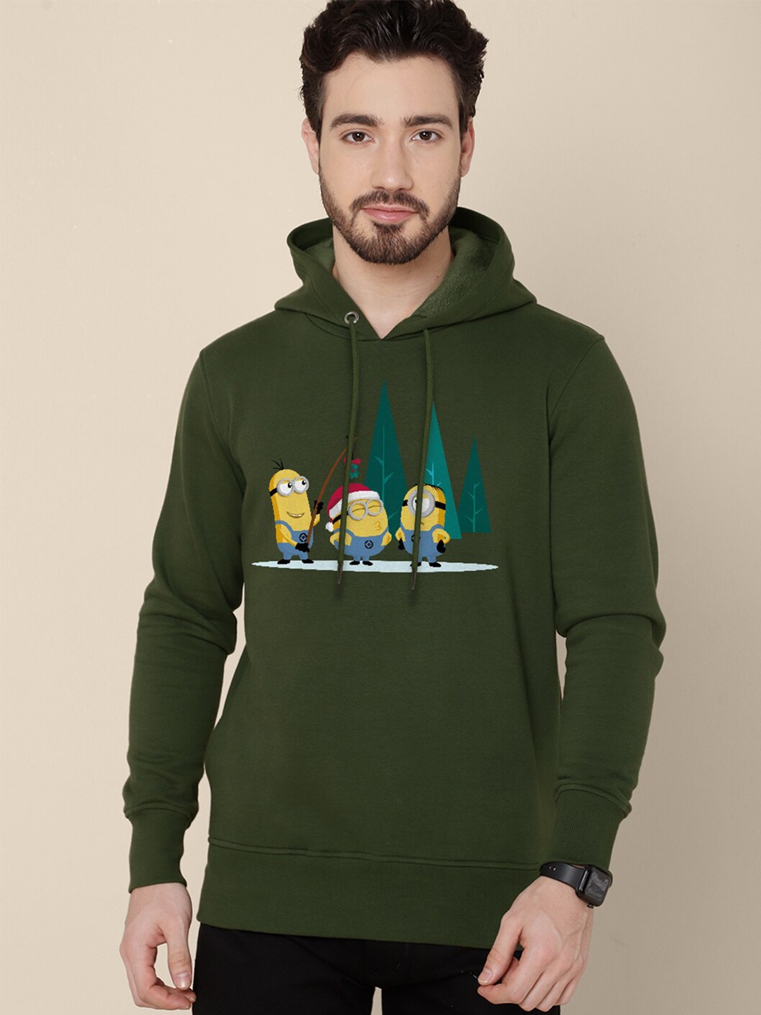 

Free Authority Men Printed Hooded Cotton Sweatshirt, Green