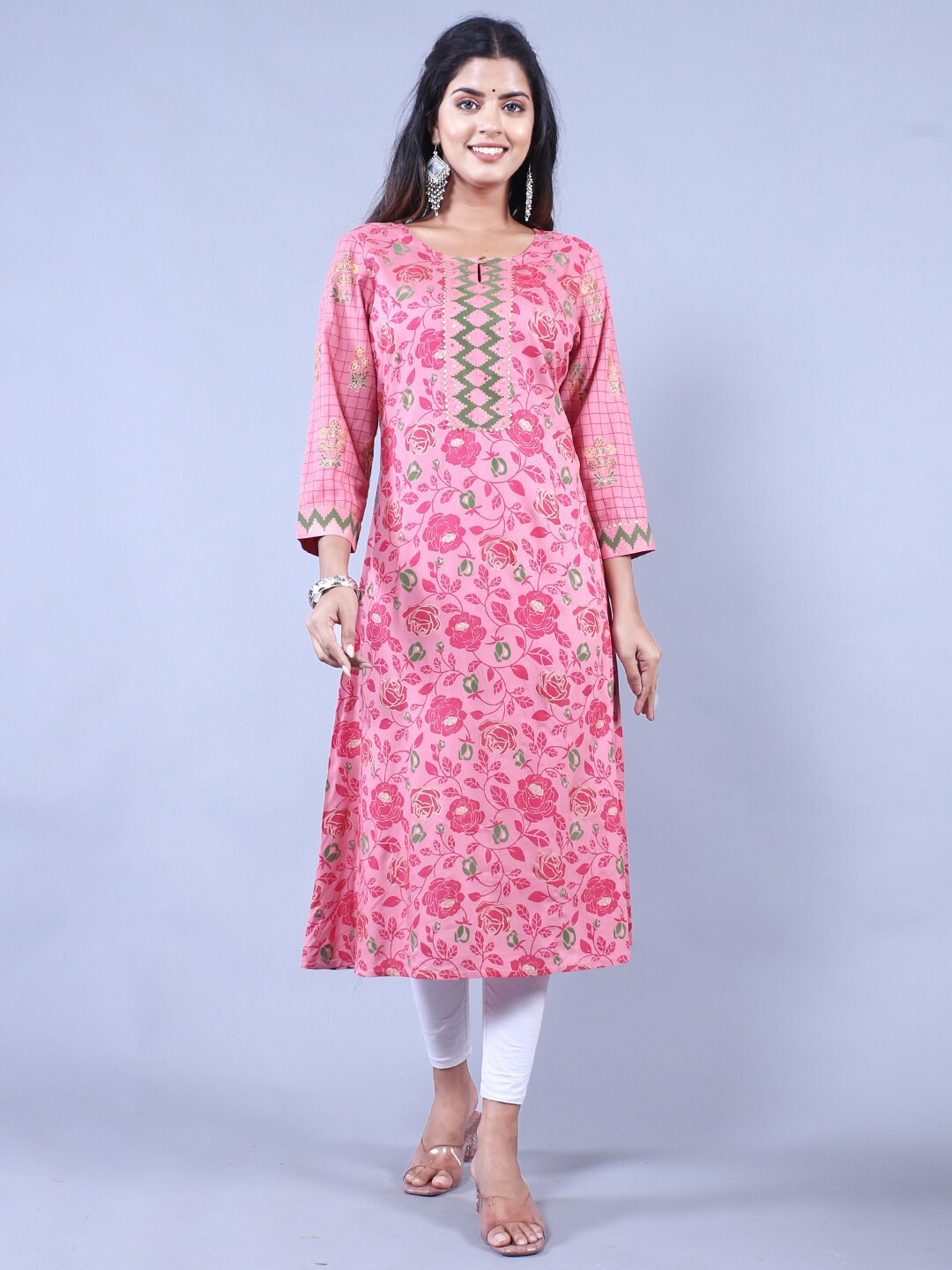 

HERE&NOW Printed Straight Regular Fit Kurta, Pink