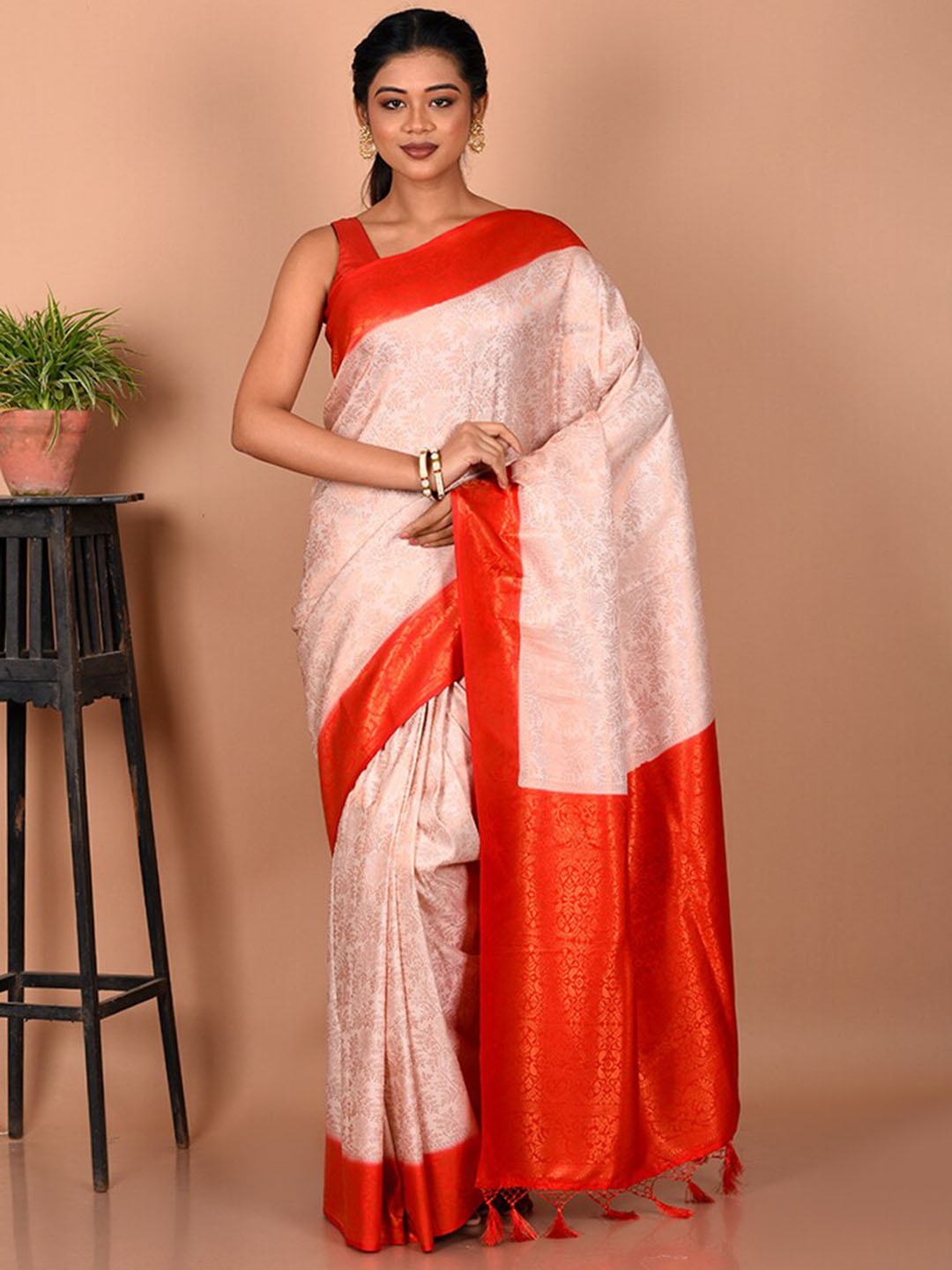 

AllSilks Woven Design Zari Saree, Pink