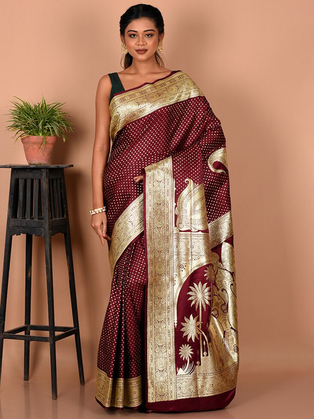 

AllSilks Woven Design Zari Banarasi Saree, Maroon