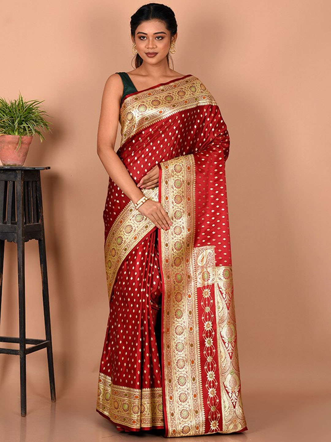 

AllSilks Woven Design Zari Banarasi Saree, Maroon