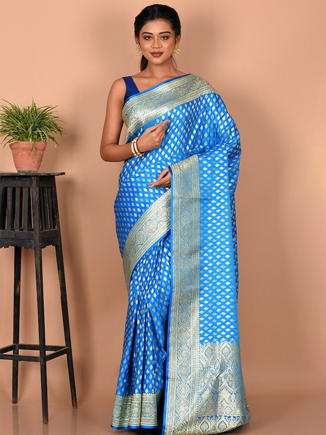 

AllSilks Woven Design Zari Banarasi Saree, Blue