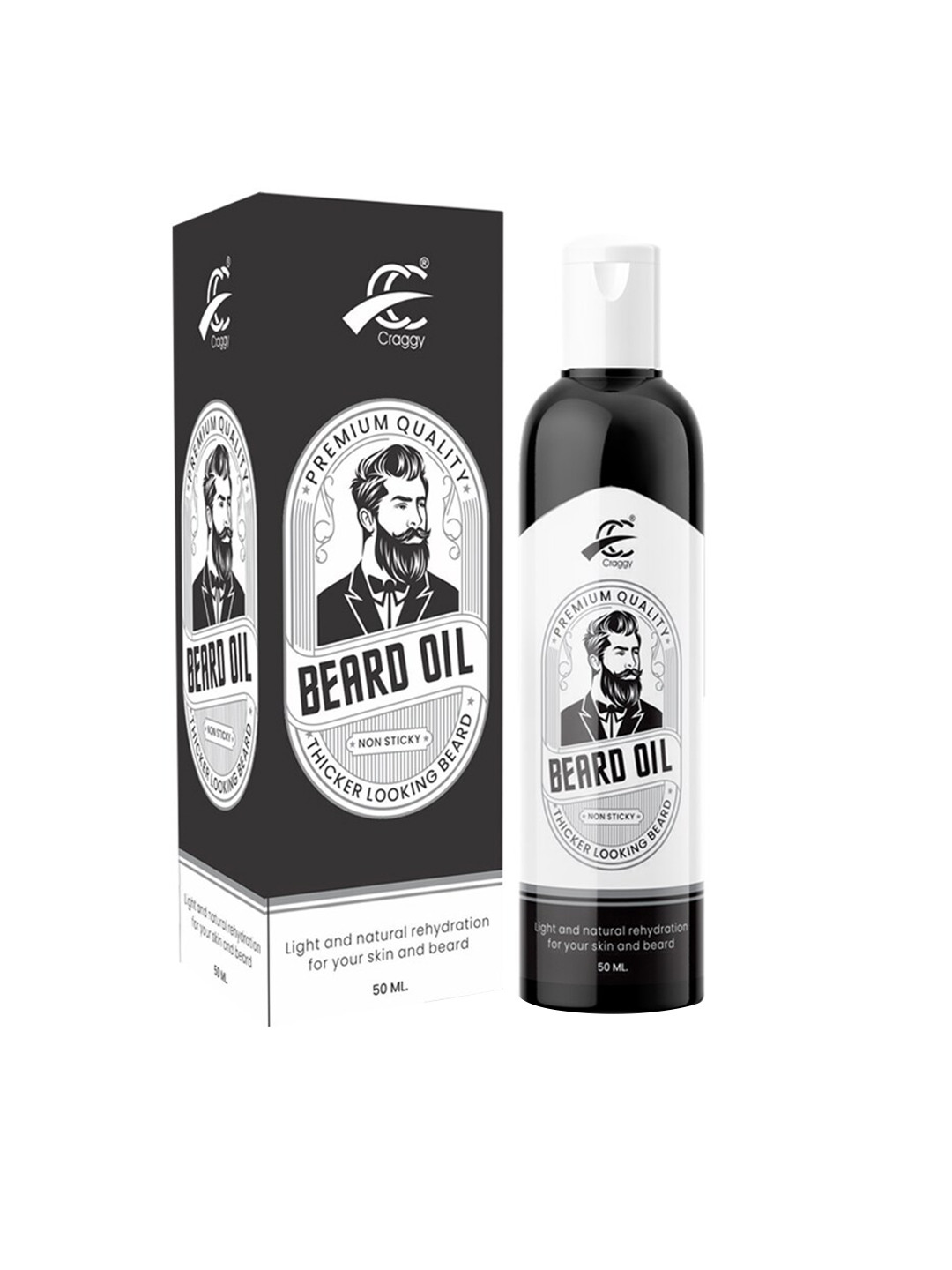 

Craggy Cosmetic Premium Quality Non-Sticky Beard Oil - 50 ml, Black