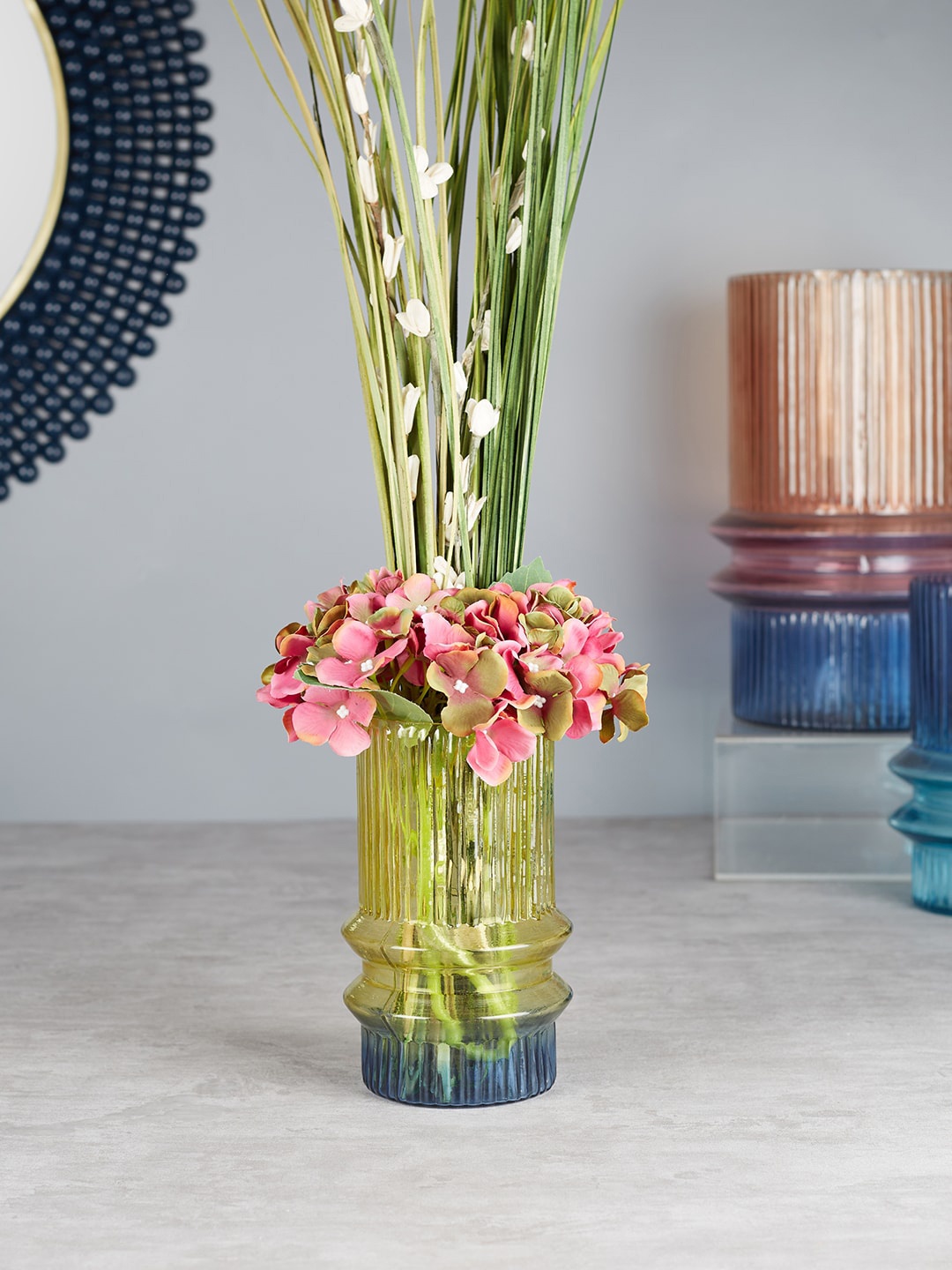 

HomeTown Phiona Blue & Yellow Textured Flower Vase