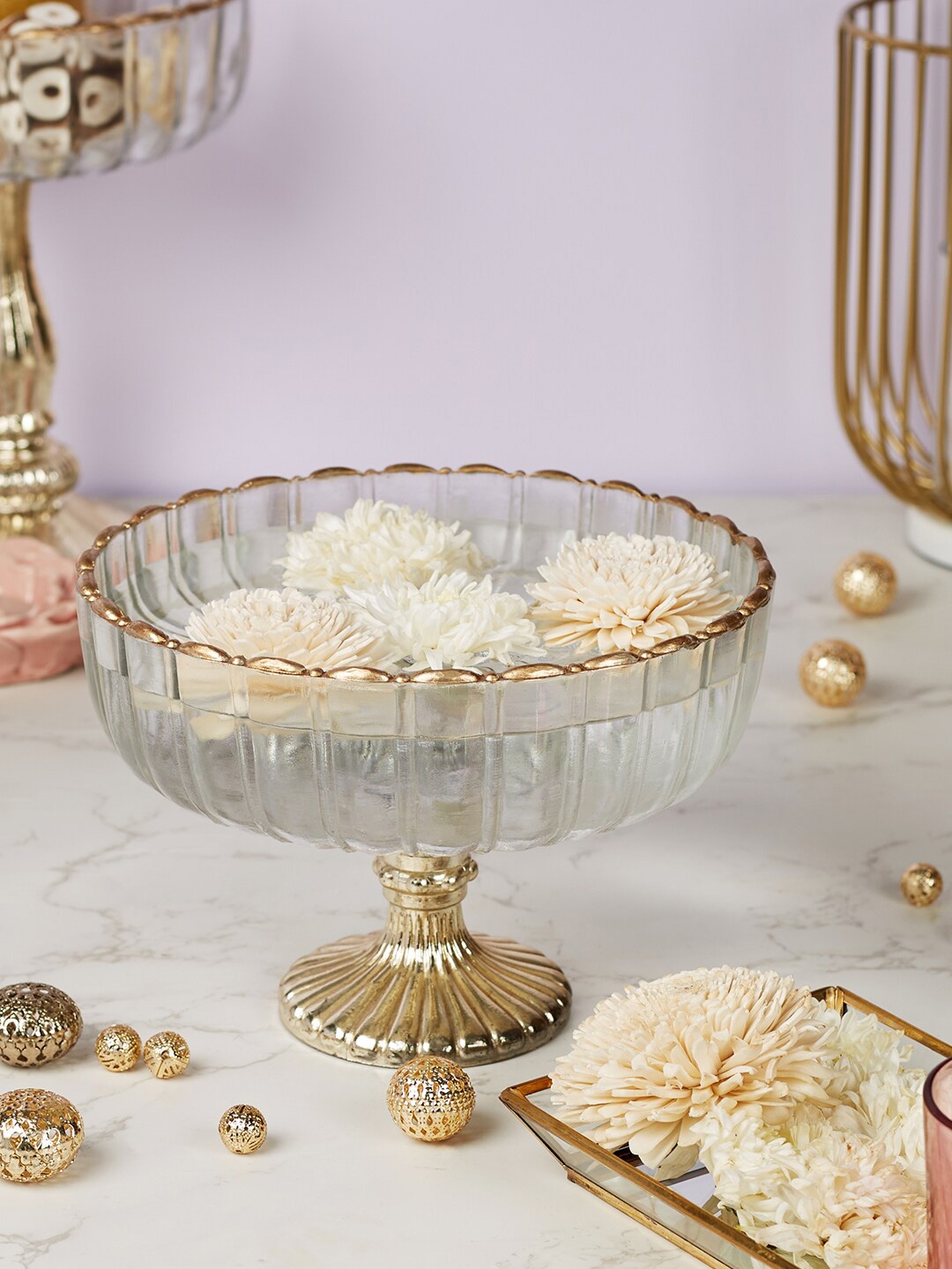 

HomeTown Phiona Gold-Toned Glass Textured Bowl