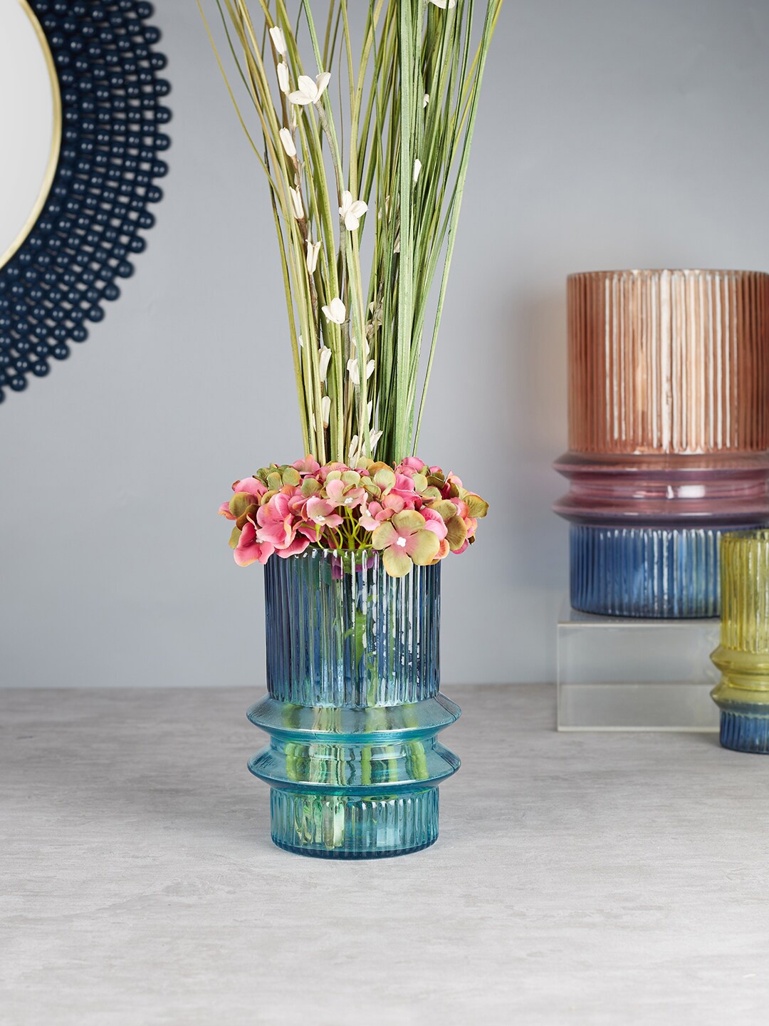 

HomeTown Phiona Blue Textured Flower Vase