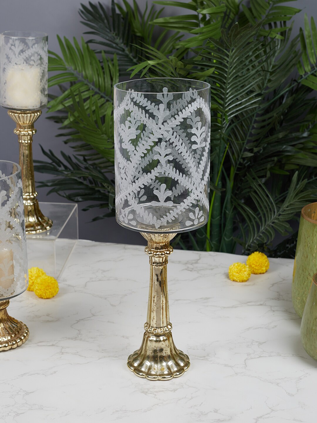 

HomeTown Phiona Glass Candle Holder, Gold
