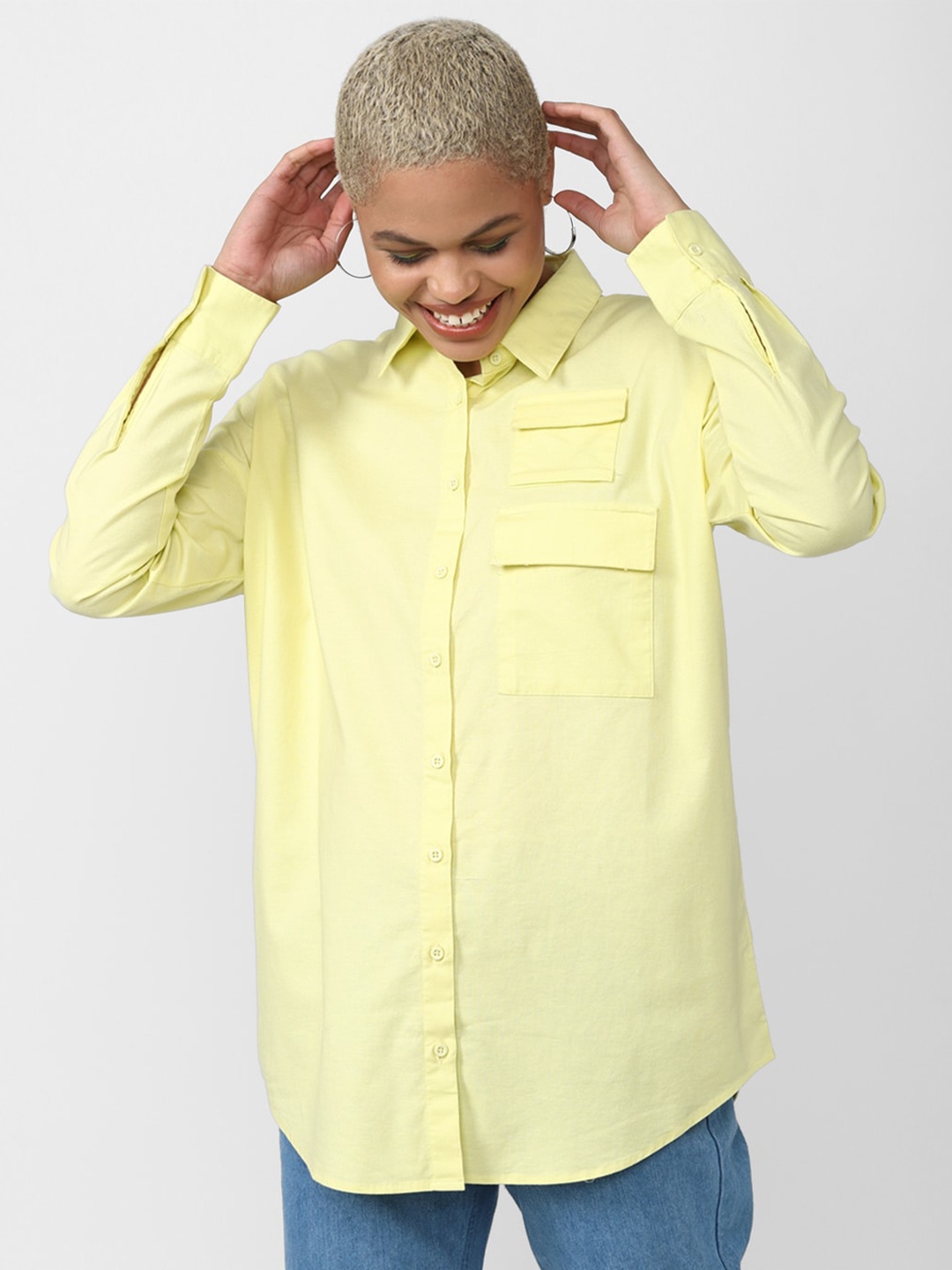 

FOREVER 21 Shirt Style Top, Yellow