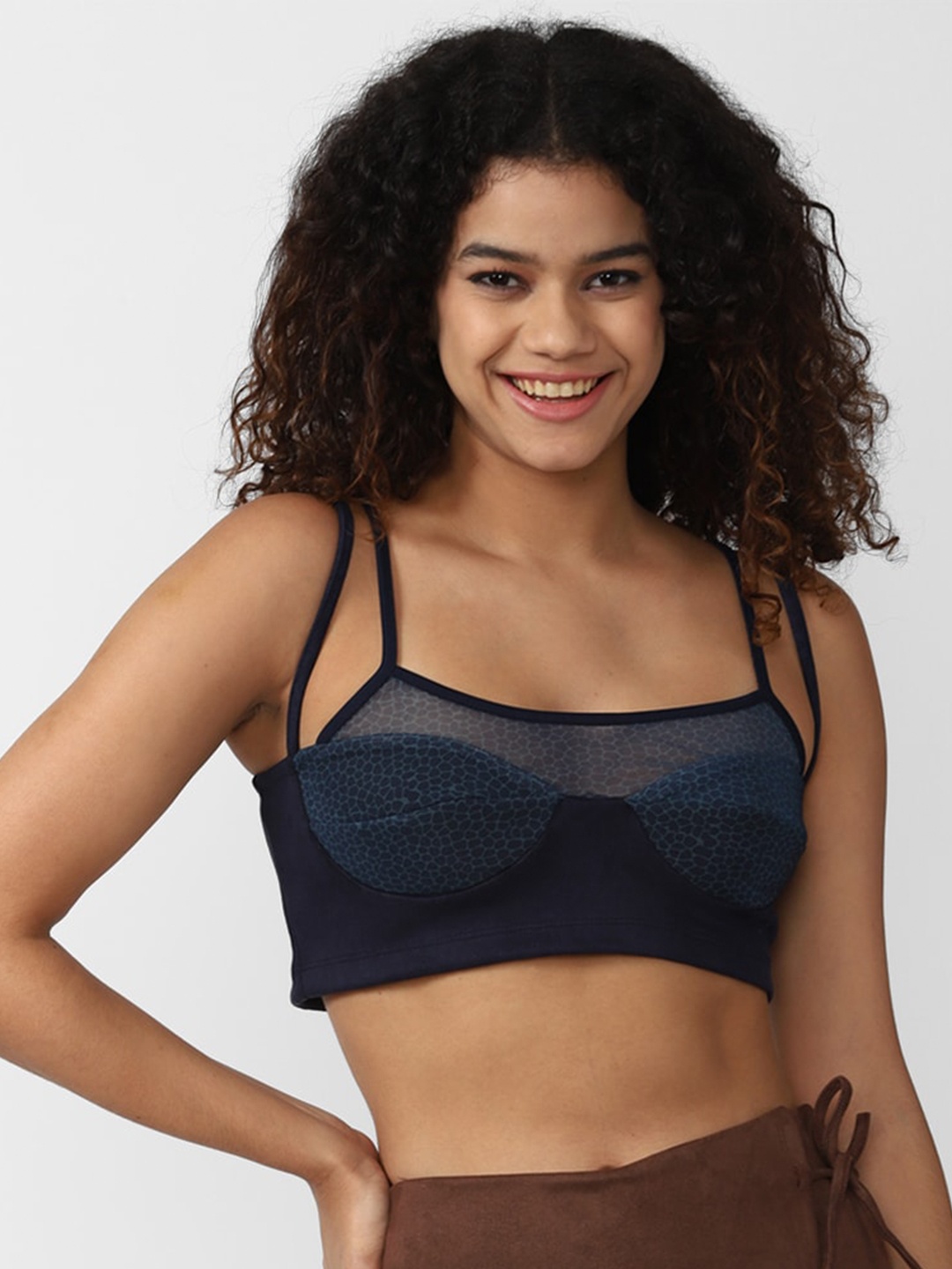 

FOREVER 21 Bralette Crop Top, Blue