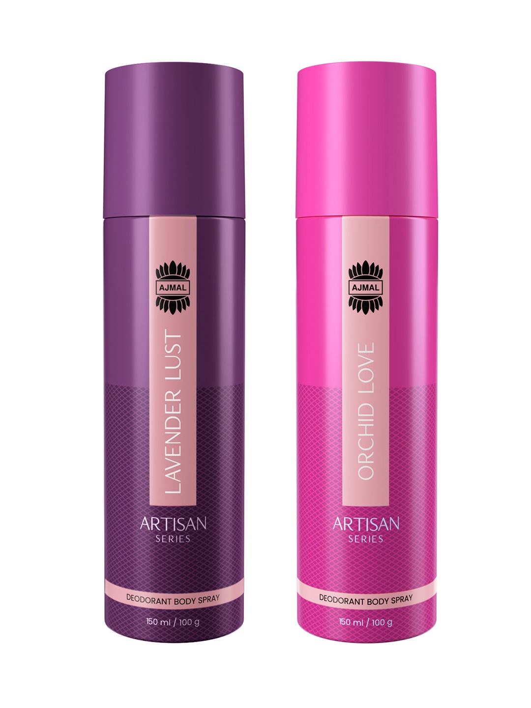 

Ajmal Set of 2 Artisan Parfum Deodorants - Lavender Lust + Orchid Love - 150ml each, Blue