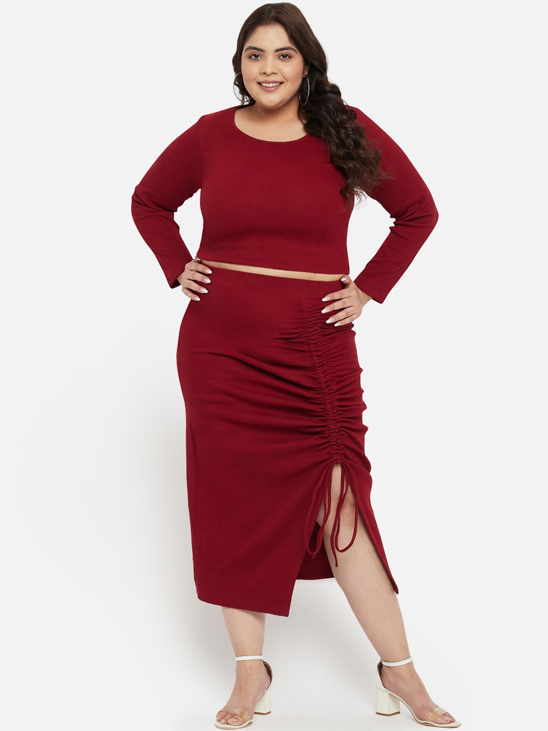 

wild U Plus Size Sheath Cotton Midi Dress, Maroon