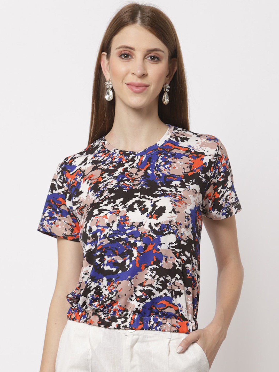 

Juelle Printed Round Neck Top, Blue