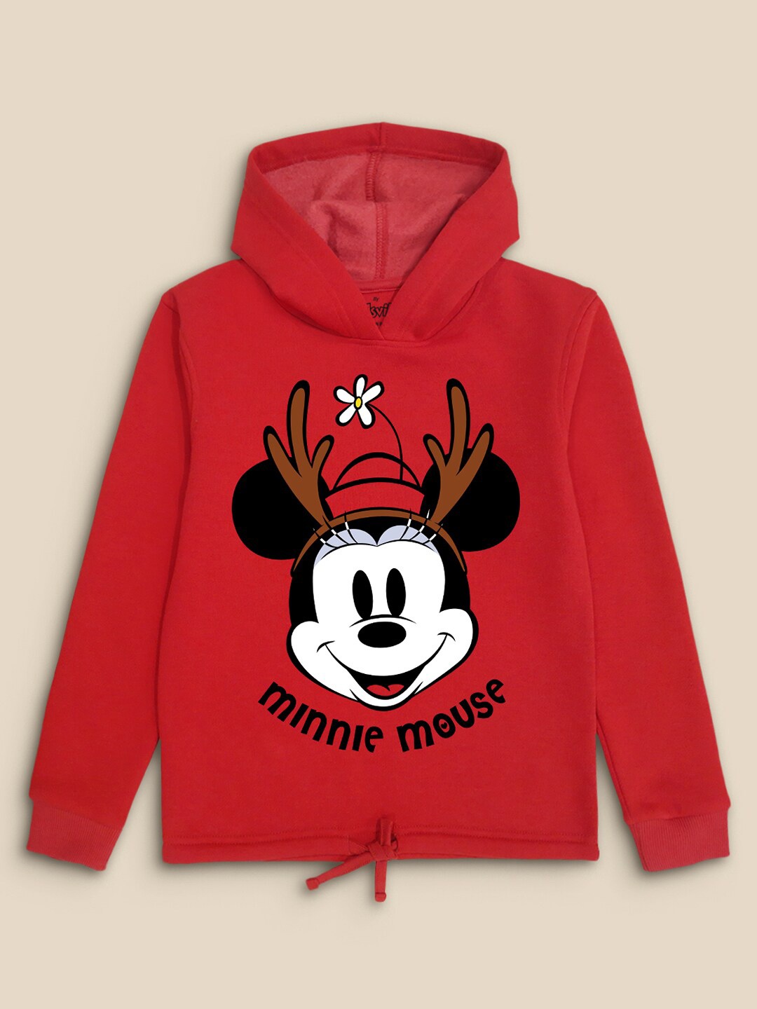 

Kids Ville Girls Christmas Minnie Mouse Printed Hooded Sweatshirts, Red