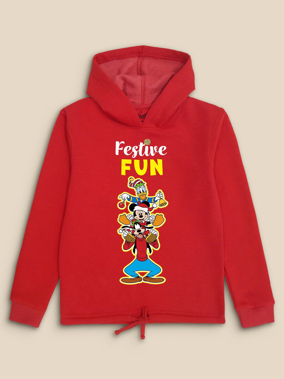 

Kids Ville Kids Girls Christmast Mickey & Friends Printed Hoodie Sweatshirts, Red