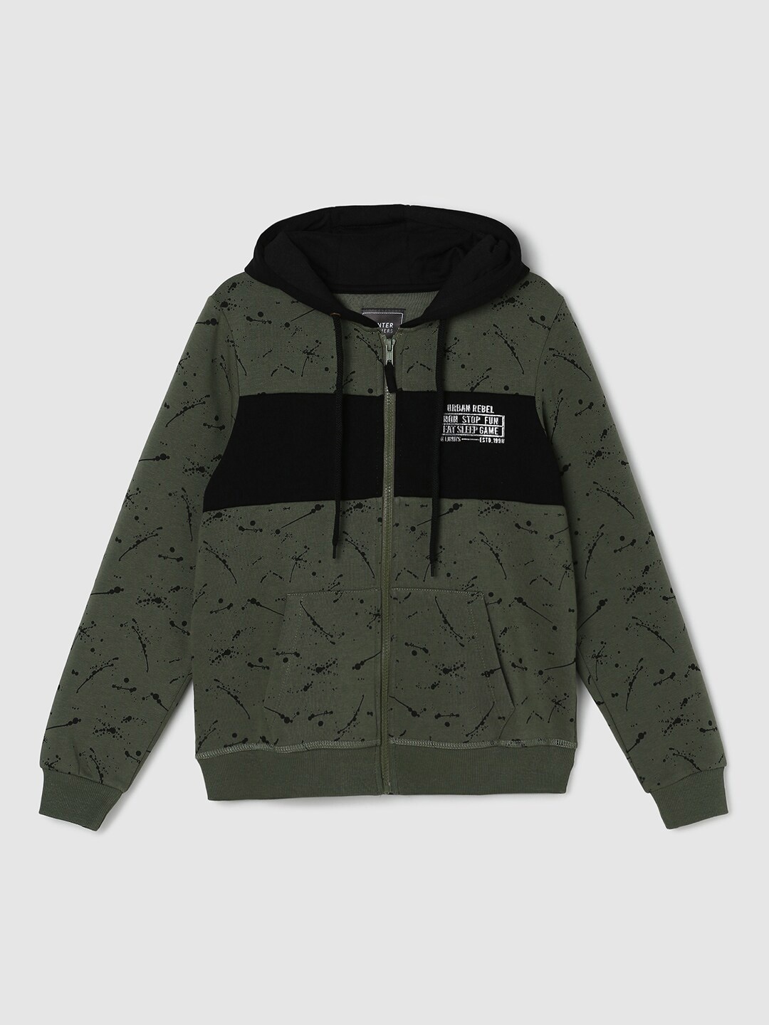 

max Boys Printed Hooded Cotton Sweatshirt, Green
