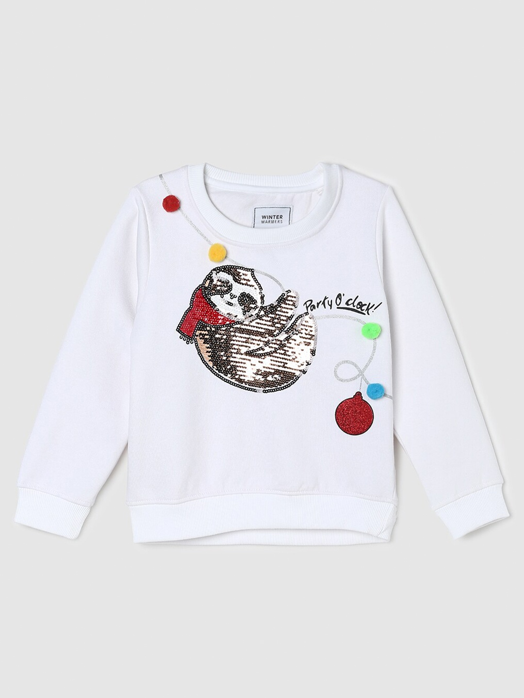 

max Girls Cotton Printed Sweatshirt, White
