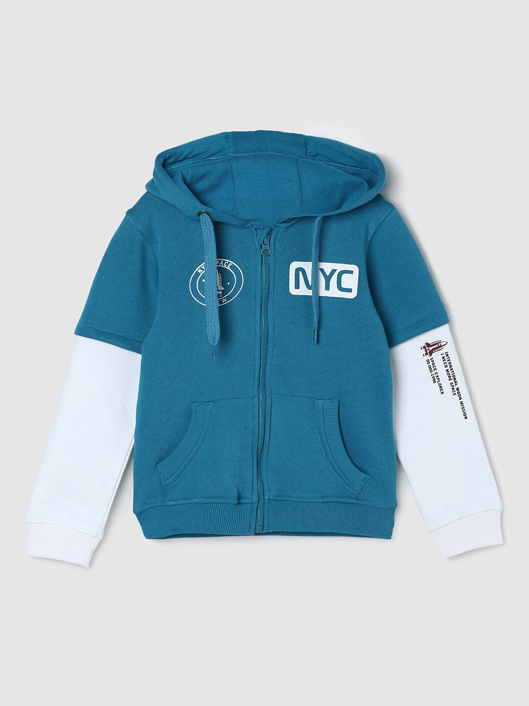 

max Boys Cotton Printed Hooded Sweatshirt, Blue