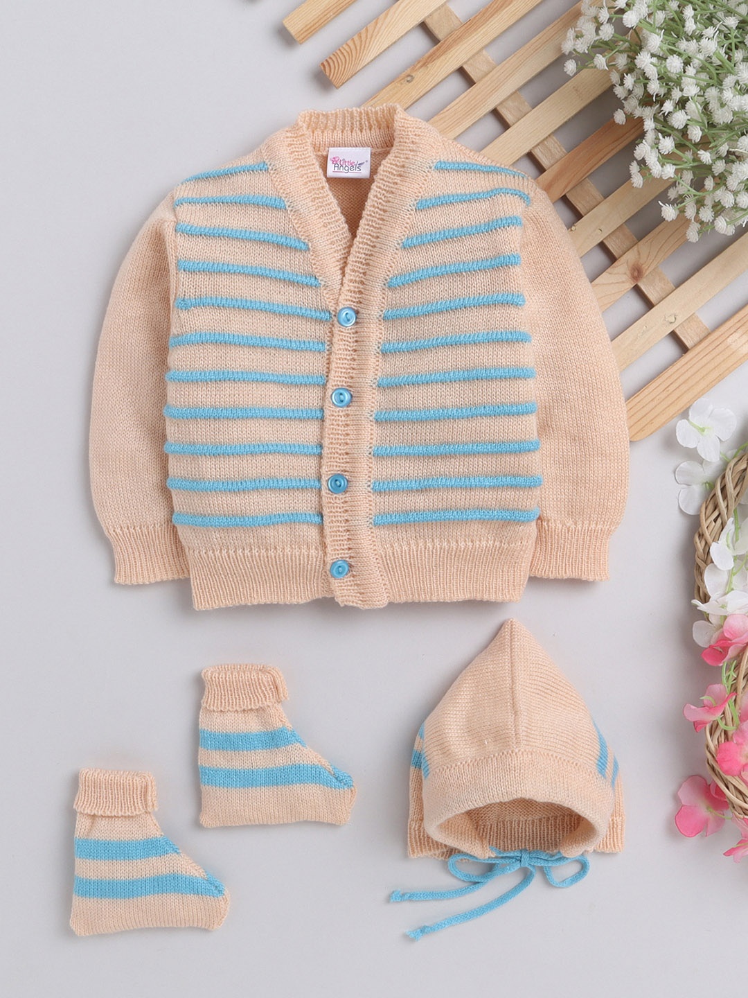 

Little Angels Infants Acrylic Striped Cardigan, Peach