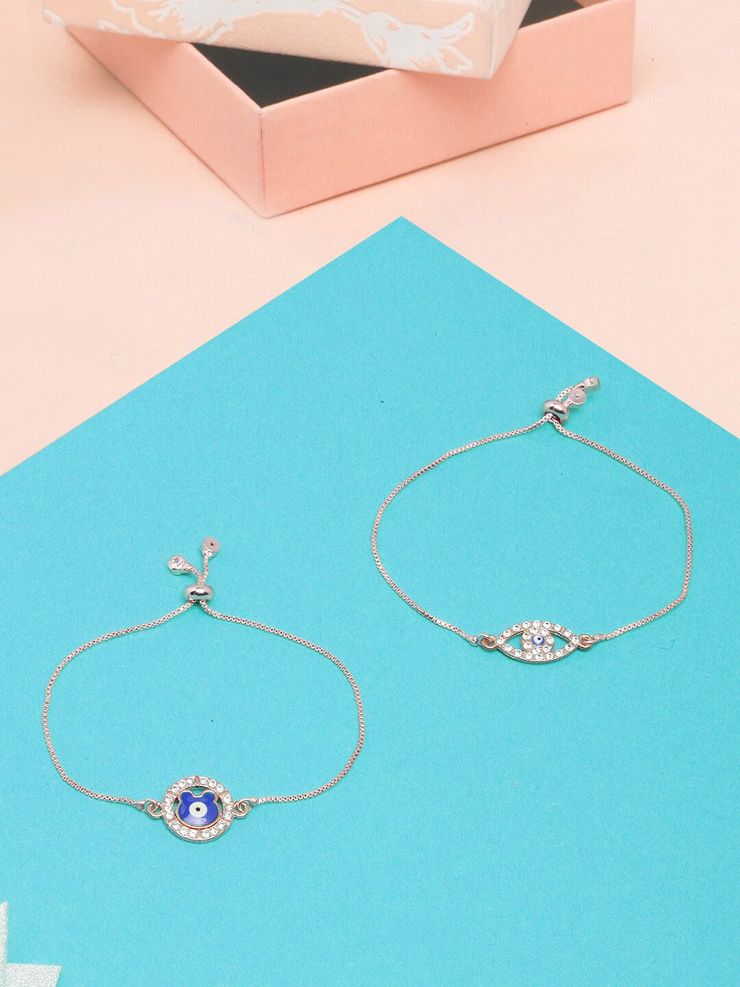 

DIVA WALK Women Pack of 2 Brass Gold-Plated Charm Bracelet