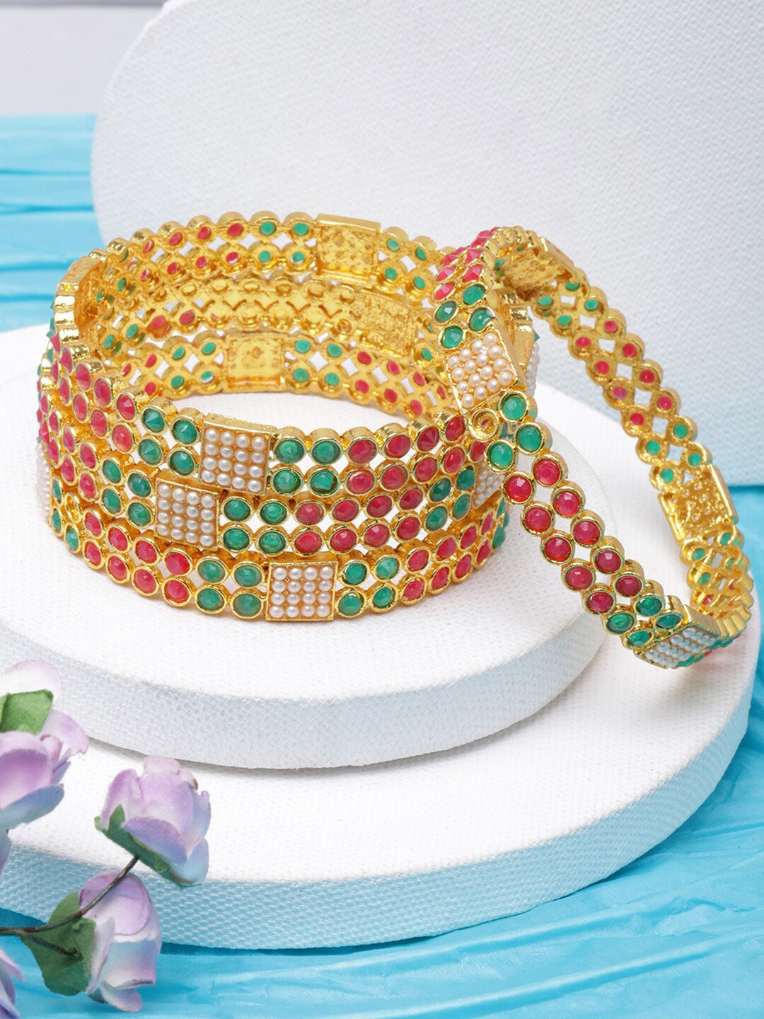 

DIVA WALK Women Pack of 4 Gold Plated Bangles