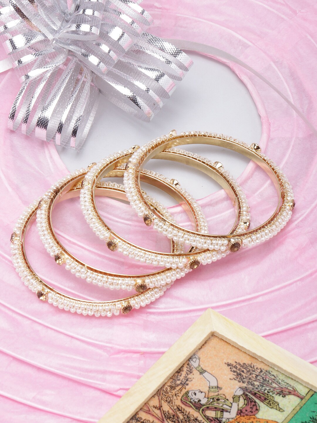 

DIVA WALK Women Pack of 4 Gold Plated Bangle