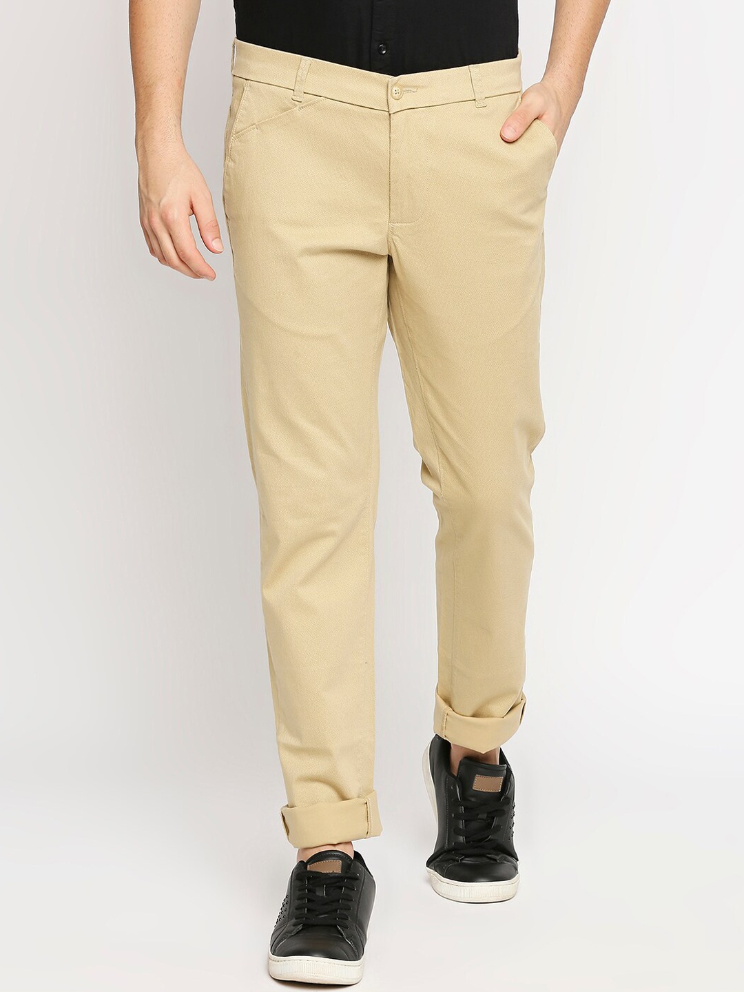 

Basics Men Tapered Fit Cotton Trousers, Khaki