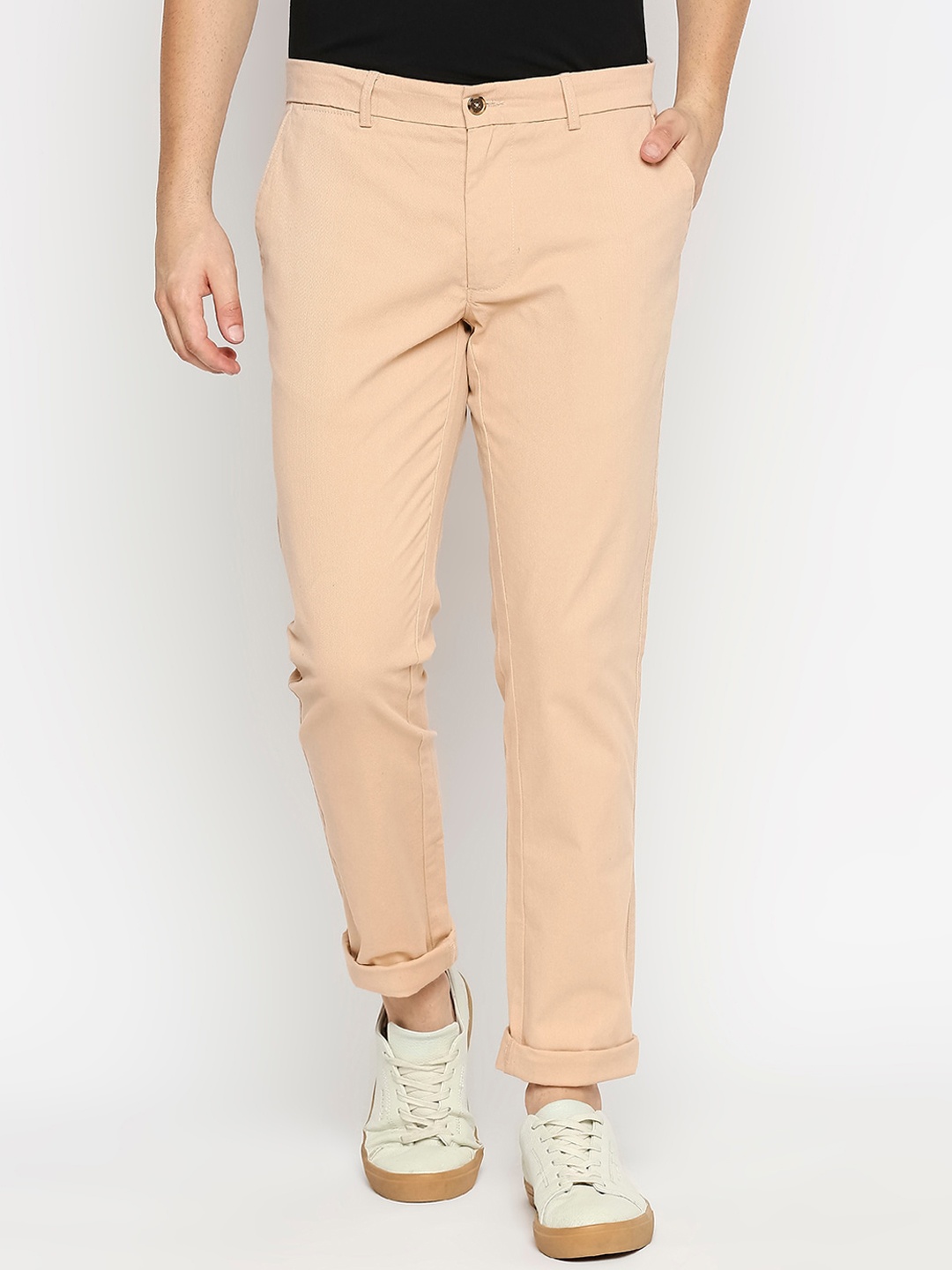 

Basics Men Tapered Fit Cotton Trousers, Orange