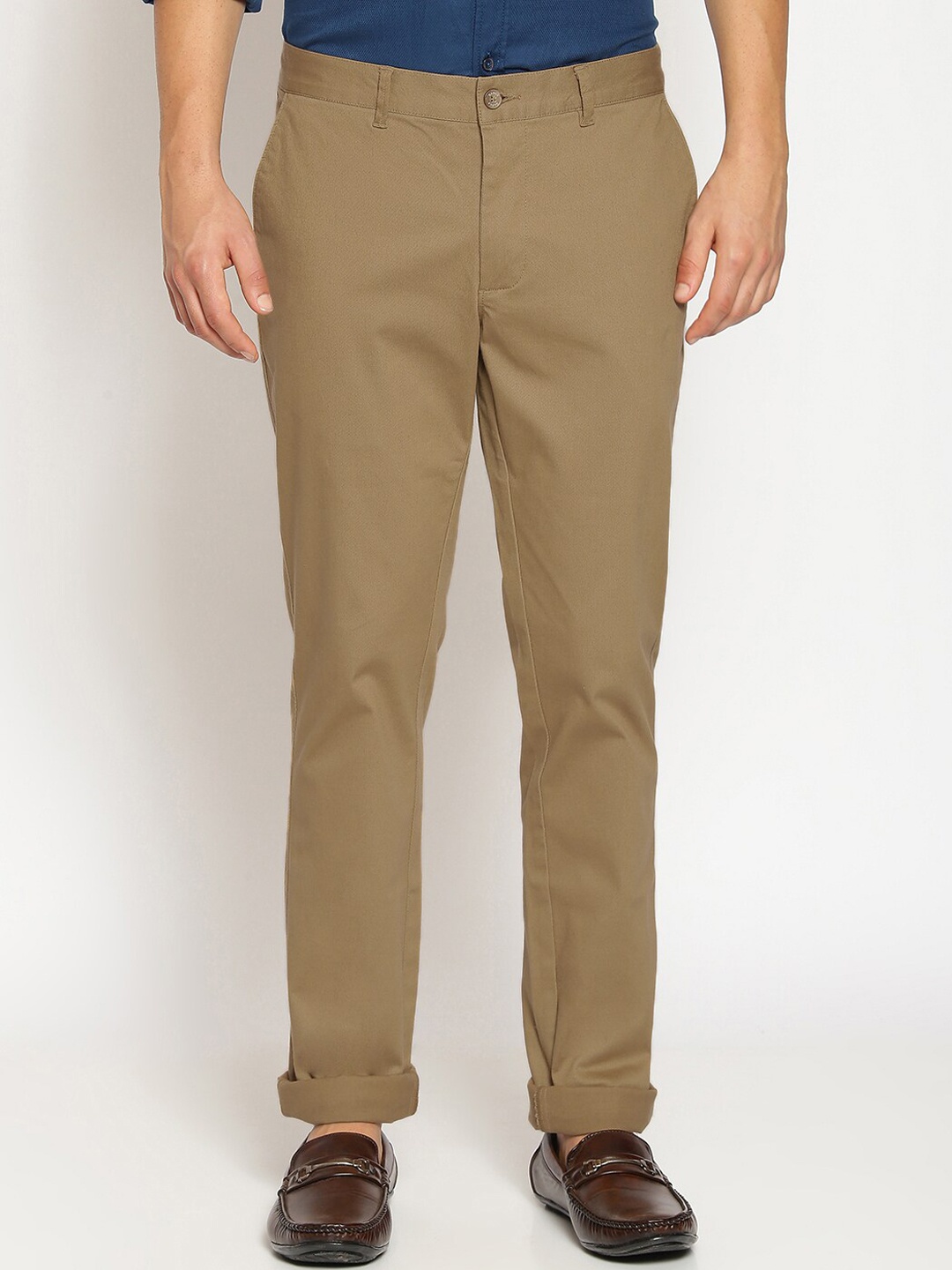 

Basics Men Tapered Fit Cotton Trousers, Khaki